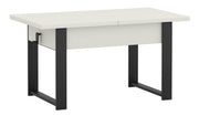 Ausziehbarer Couchtisch Hugo 120(157)x67 cm Alpenweiß mit schwarzen Beinen