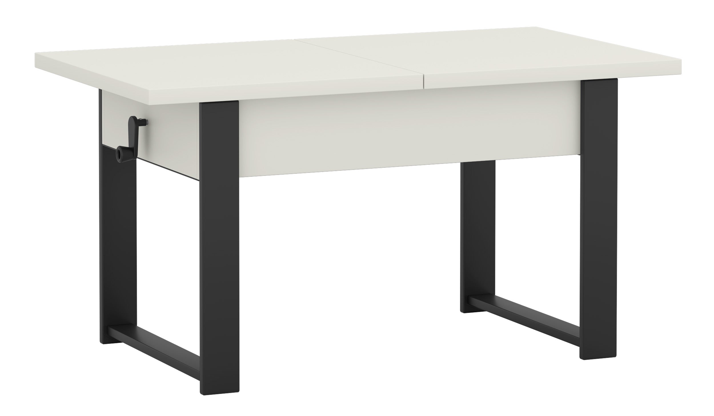 Ausziehbarer Couchtisch Hugo 120(157)x67 cm Alpenweiß mit schwarzen Beinen