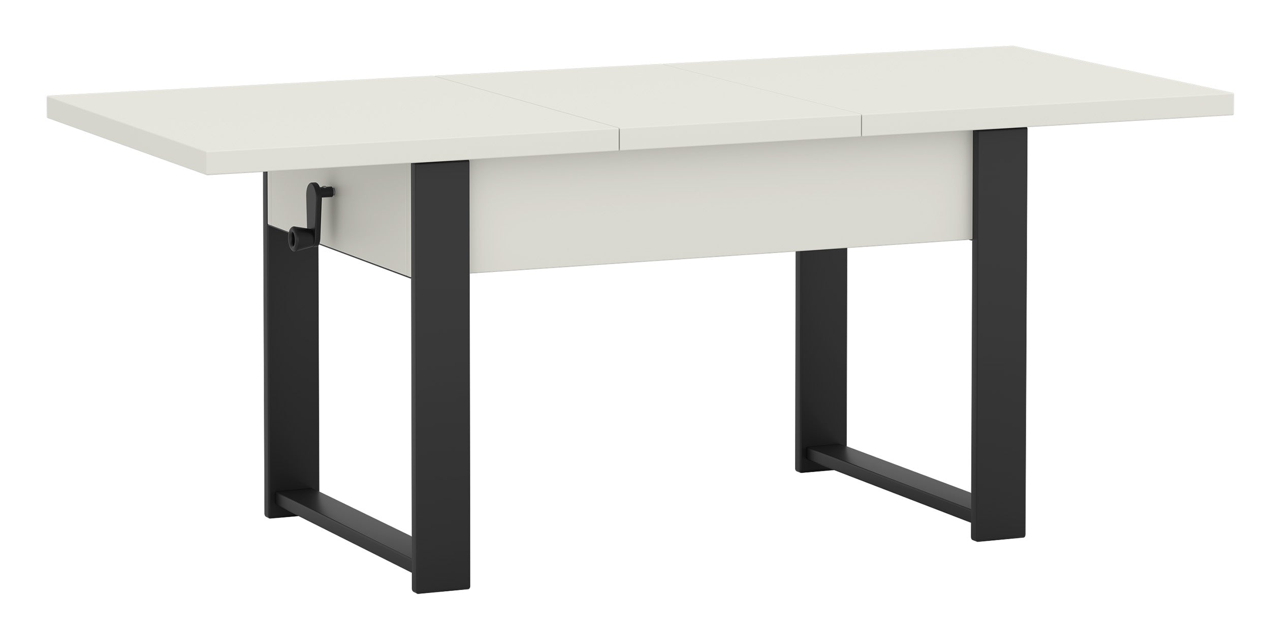 Ausziehbarer Couchtisch Hugo 120(157)x67 cm Alpenweiß mit schwarzen Beinen