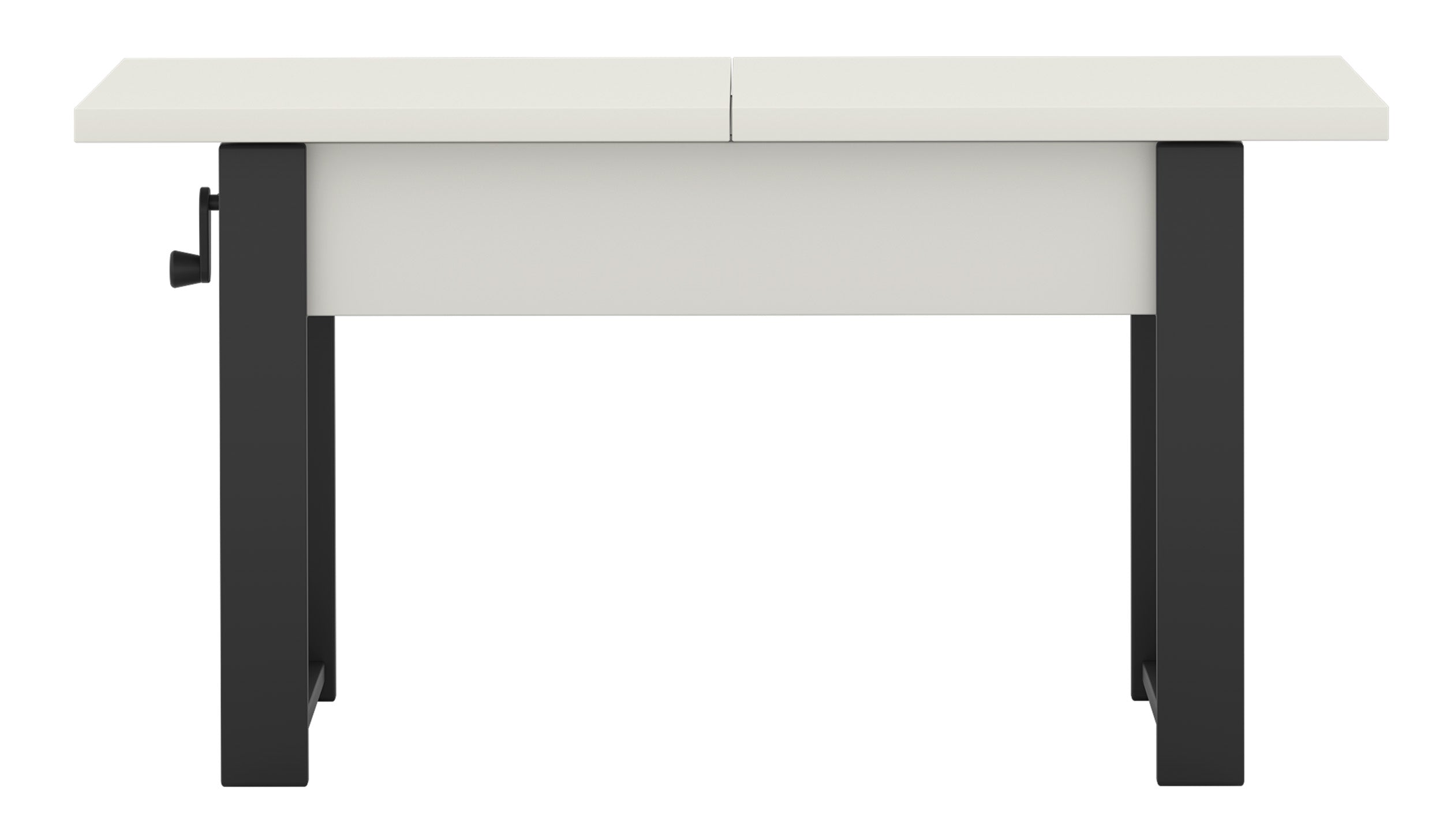 Ausziehbarer Couchtisch Hugo 120(157)x67 cm Alpenweiß mit schwarzen Beinen