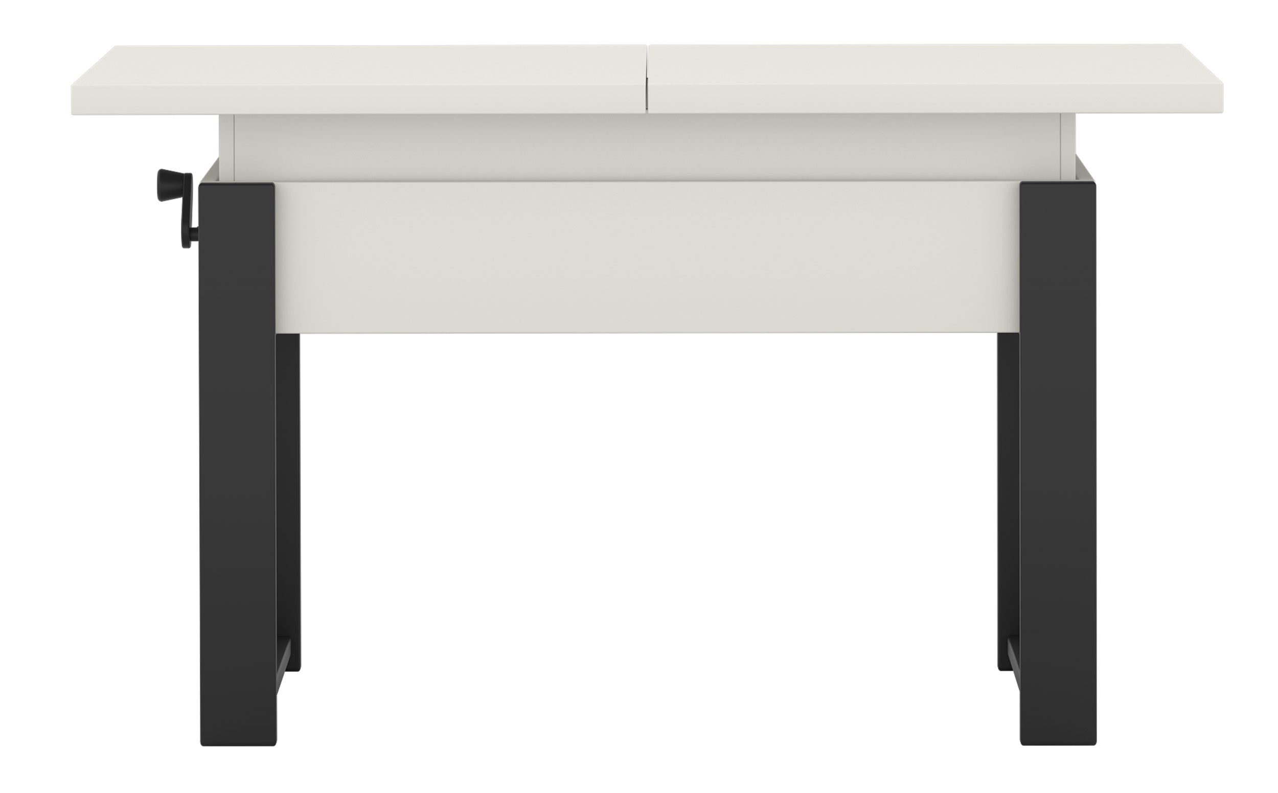 Ausziehbarer Couchtisch Hugo 120(157)x67 cm Alpenweiß mit schwarzen Beinen