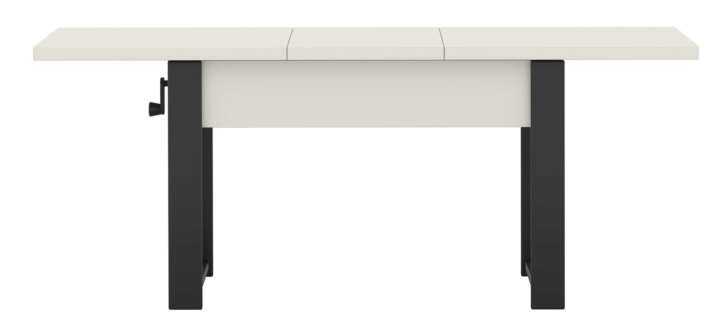 Ausziehbarer Couchtisch Hugo 120(157)x67 cm Alpenweiß mit schwarzen Beinen