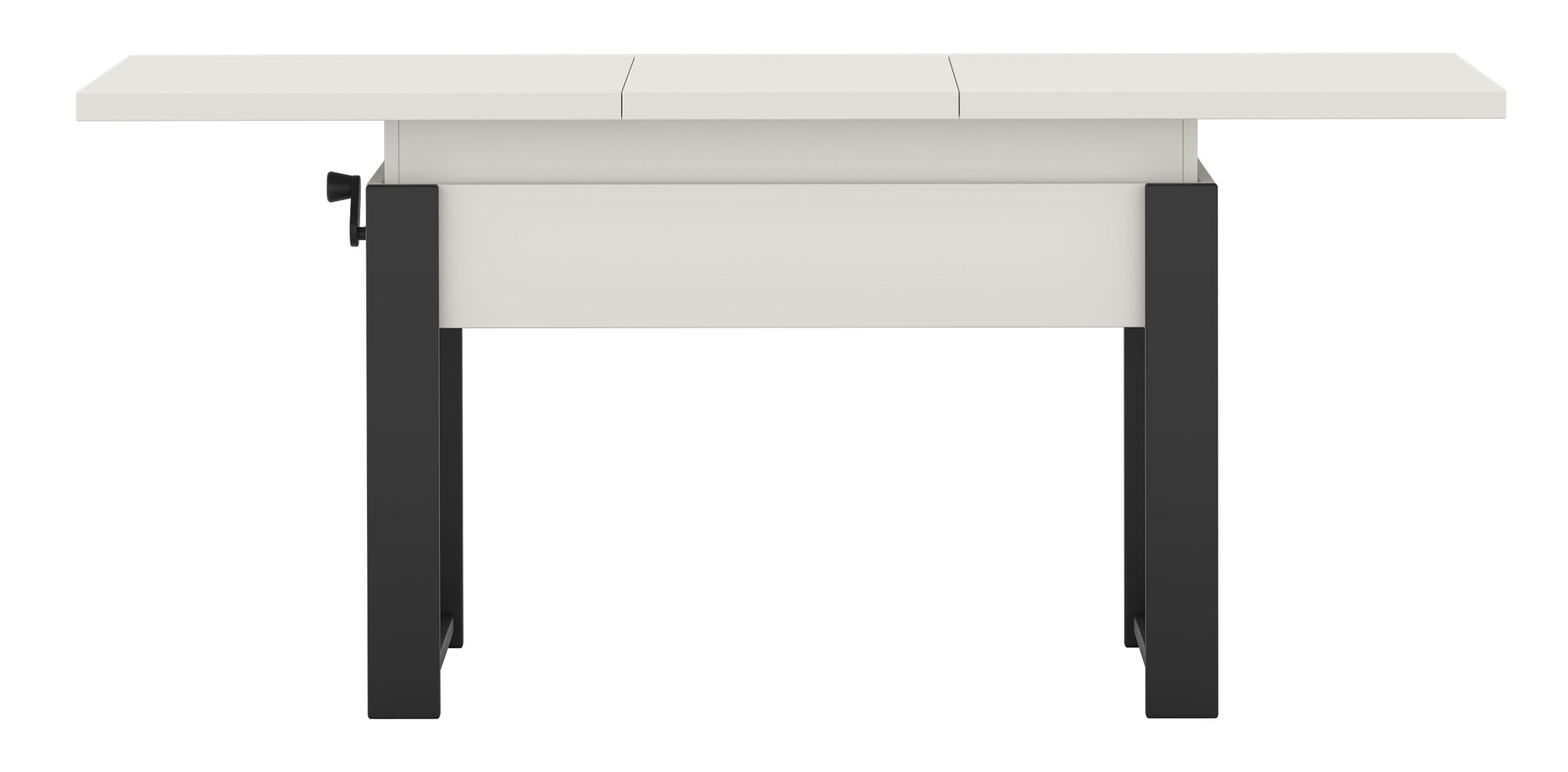 Ausziehbarer Couchtisch Hugo 120(157)x67 cm Alpenweiß mit schwarzen Beinen