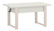 Ausziehbarer Couchtisch Hugo 120(157)x67 cm in Alpenweiß mit Kaschmir-Beinen