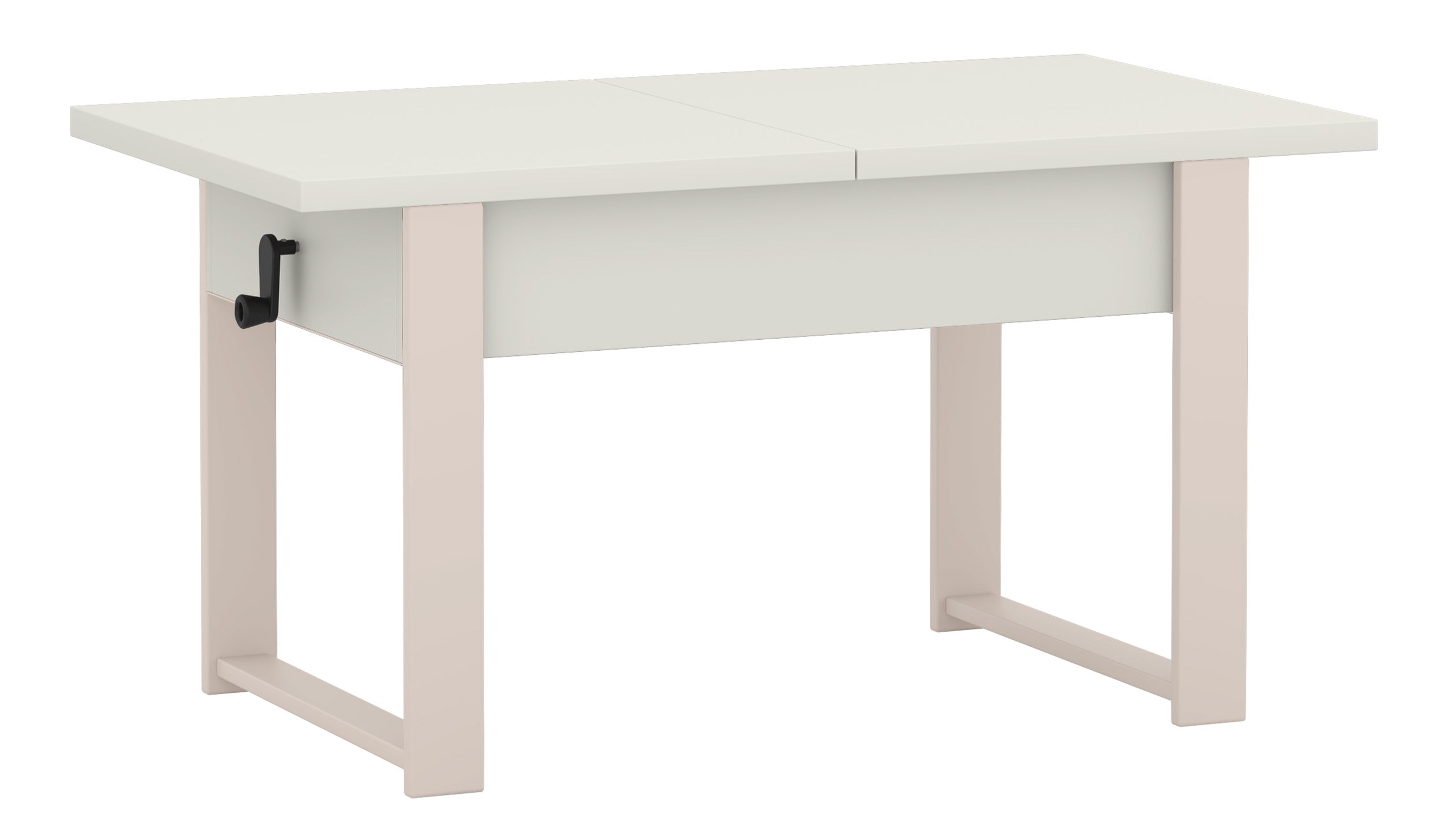 Ausziehbarer Couchtisch Hugo 120(157)x67 cm in Alpenweiß mit Kaschmir-Beinen