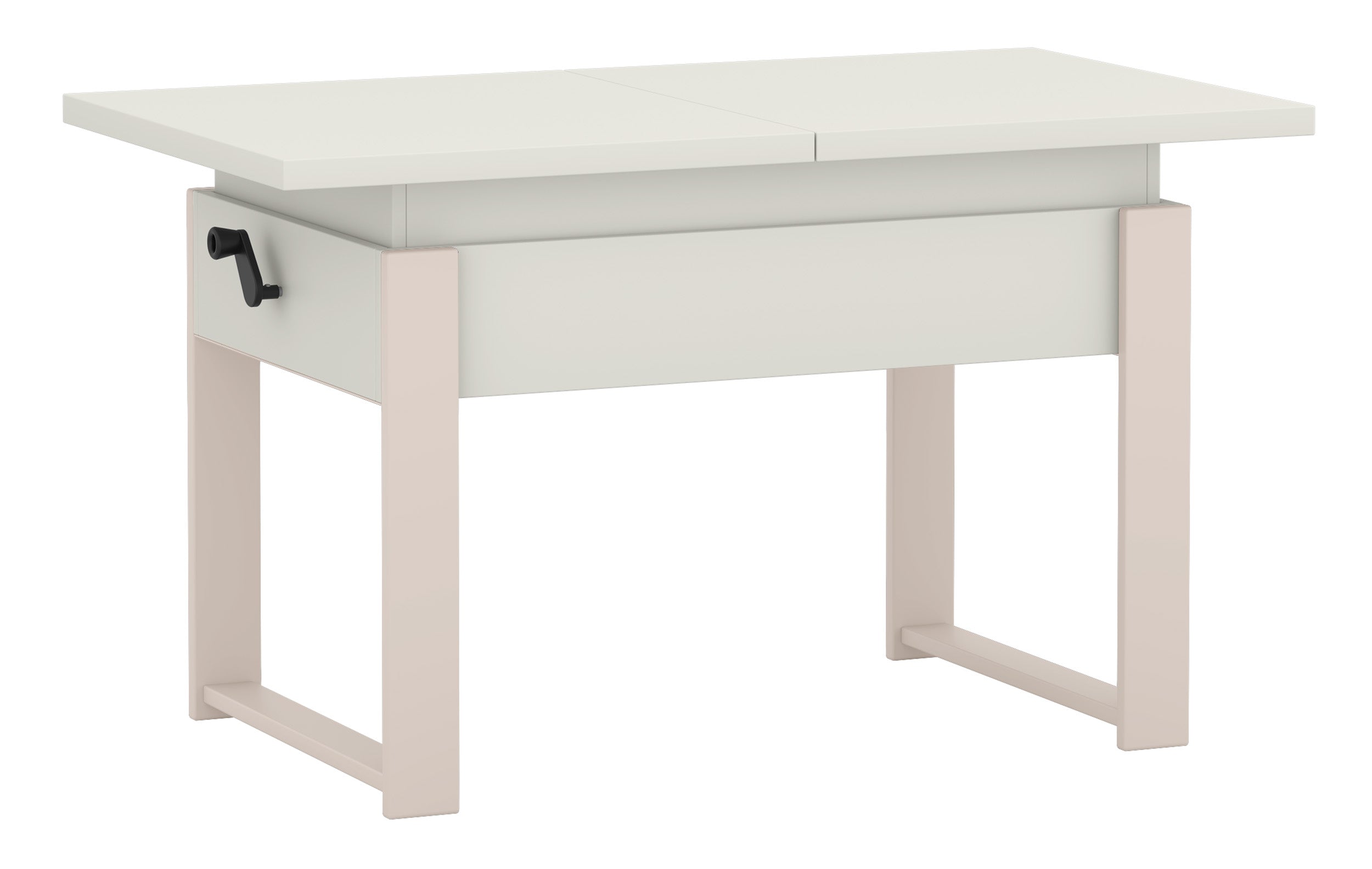 Ausziehbarer Couchtisch Hugo 120(157)x67 cm in Alpenweiß mit Kaschmir-Beinen