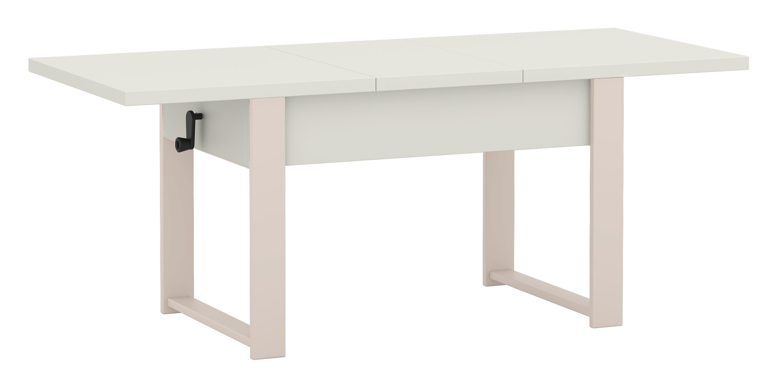 Ausziehbarer Couchtisch Hugo 120(157)x67 cm in Alpenweiß mit Kaschmir-Beinen