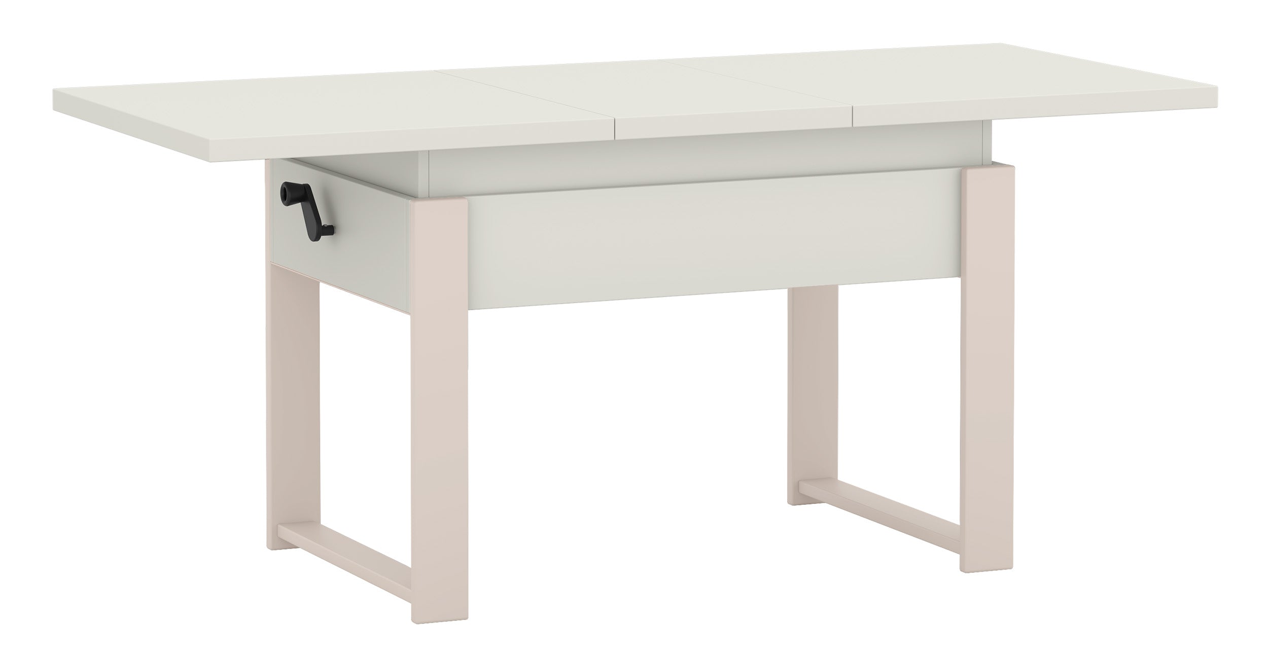 Ausziehbarer Couchtisch Hugo 120(157)x67 cm in Alpenweiß mit Kaschmir-Beinen