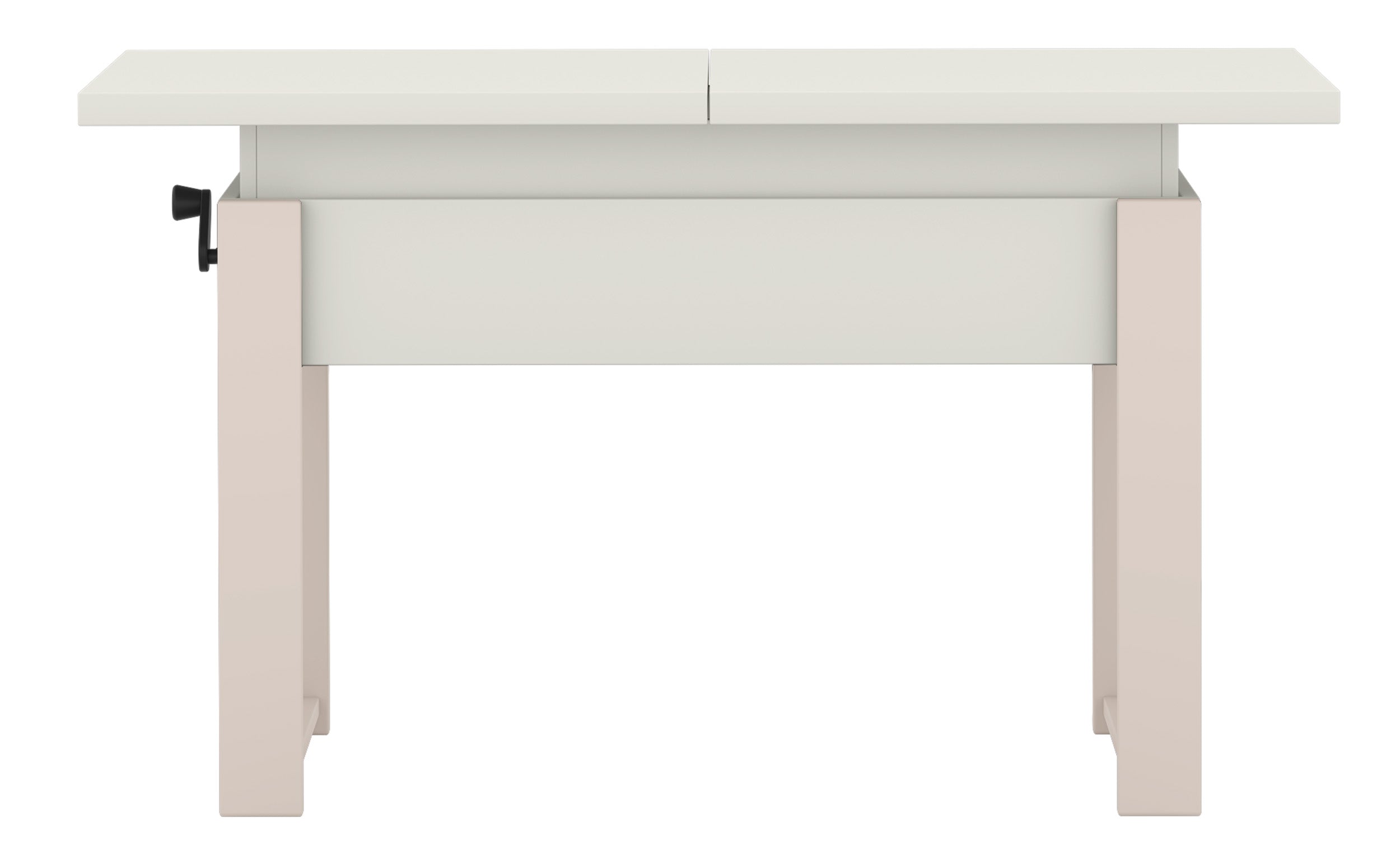 Ausziehbarer Couchtisch Hugo 120(157)x67 cm in Alpenweiß mit Kaschmir-Beinen