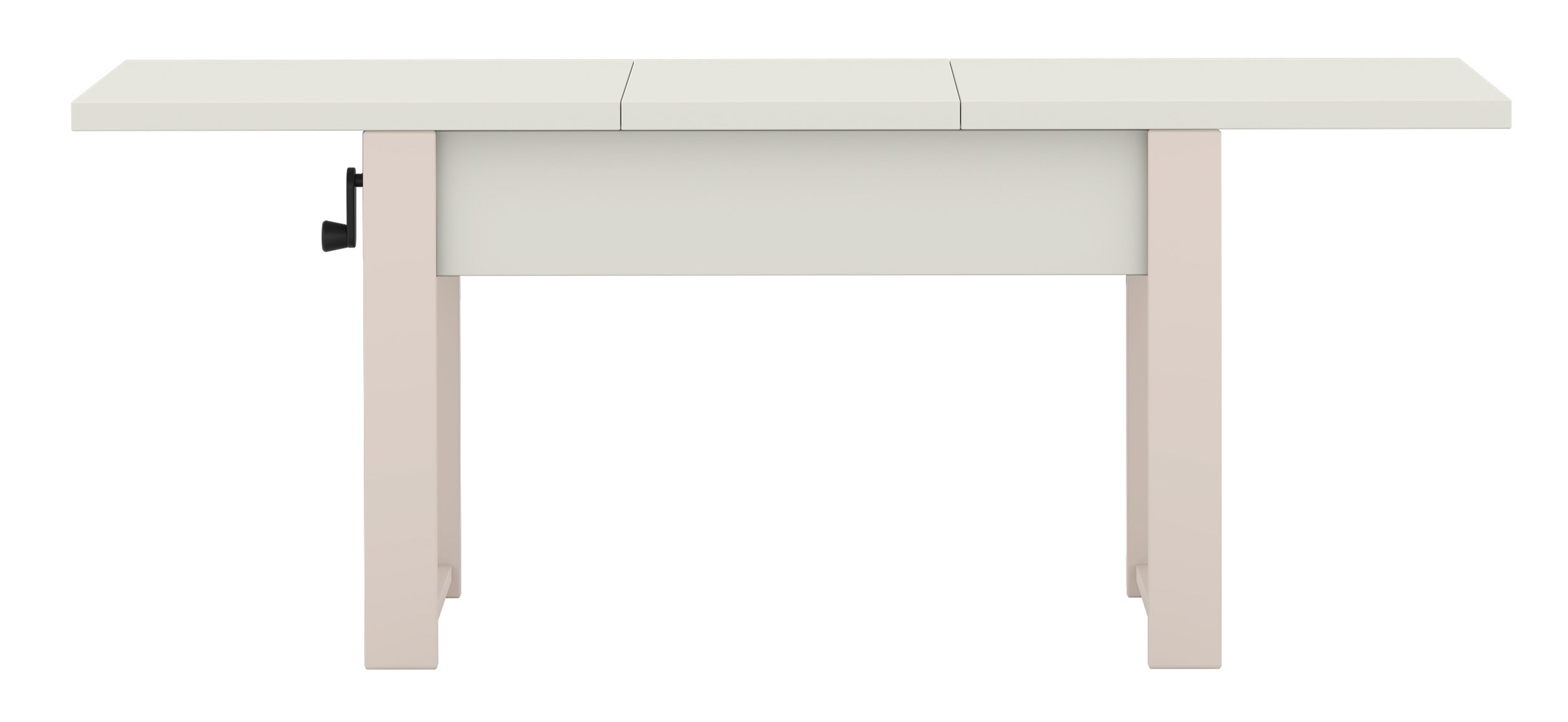 Ausziehbarer Couchtisch Hugo 120(157)x67 cm in Alpenweiß mit Kaschmir-Beinen