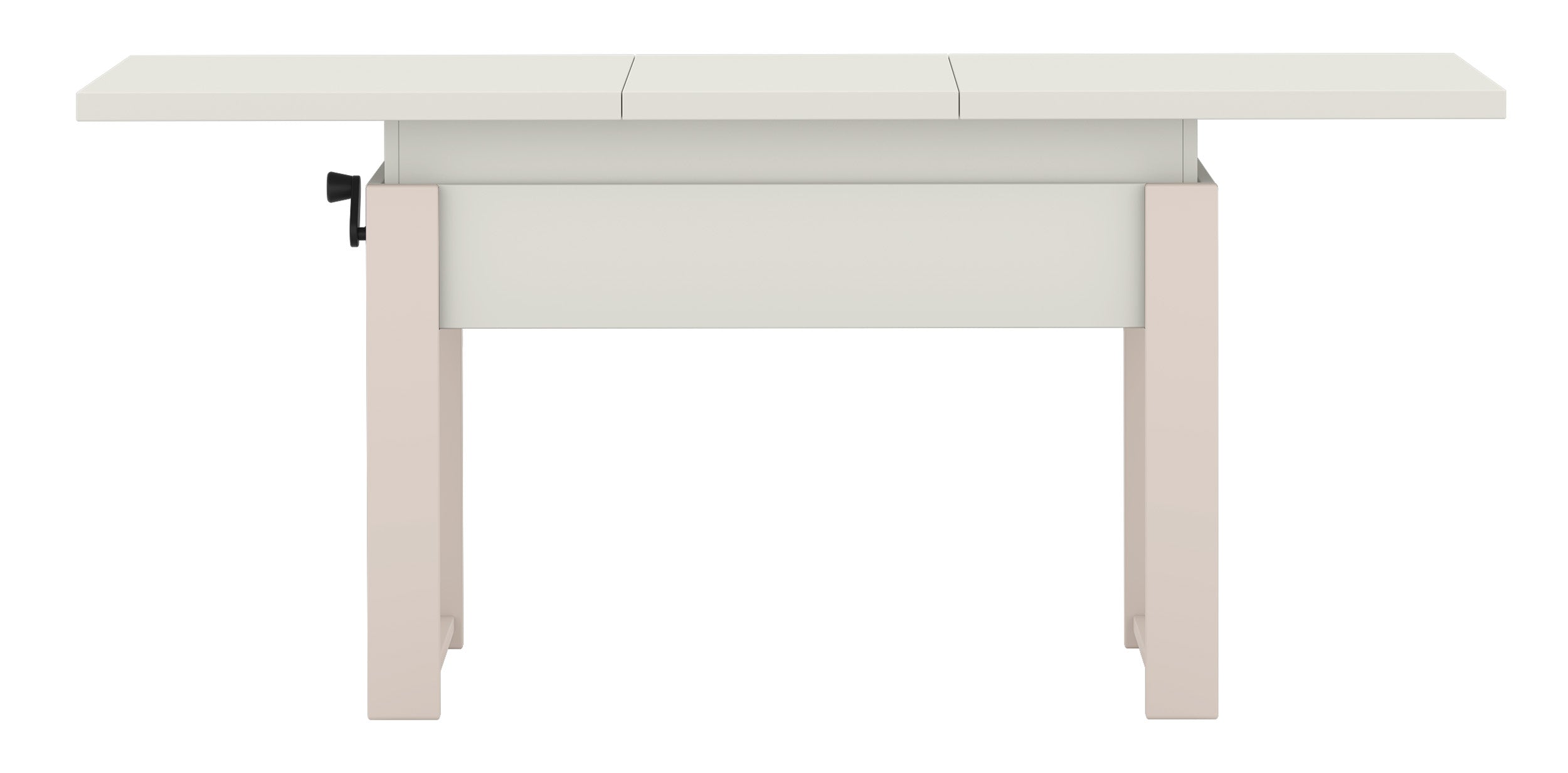 Ausziehbarer Couchtisch Hugo 120(157)x67 cm in Alpenweiß mit Kaschmir-Beinen