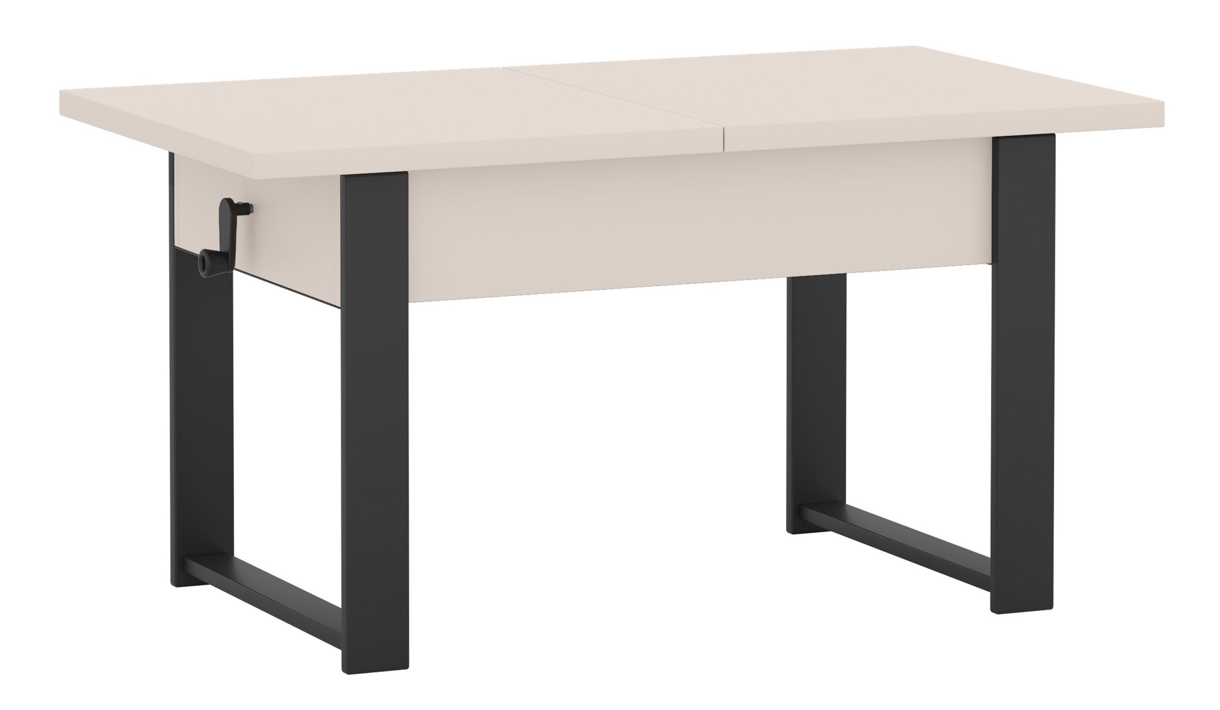 Ausziehbarer Couchtisch Hugo 120(157)x67 cm Kaschmir mit schwarzen Beinen