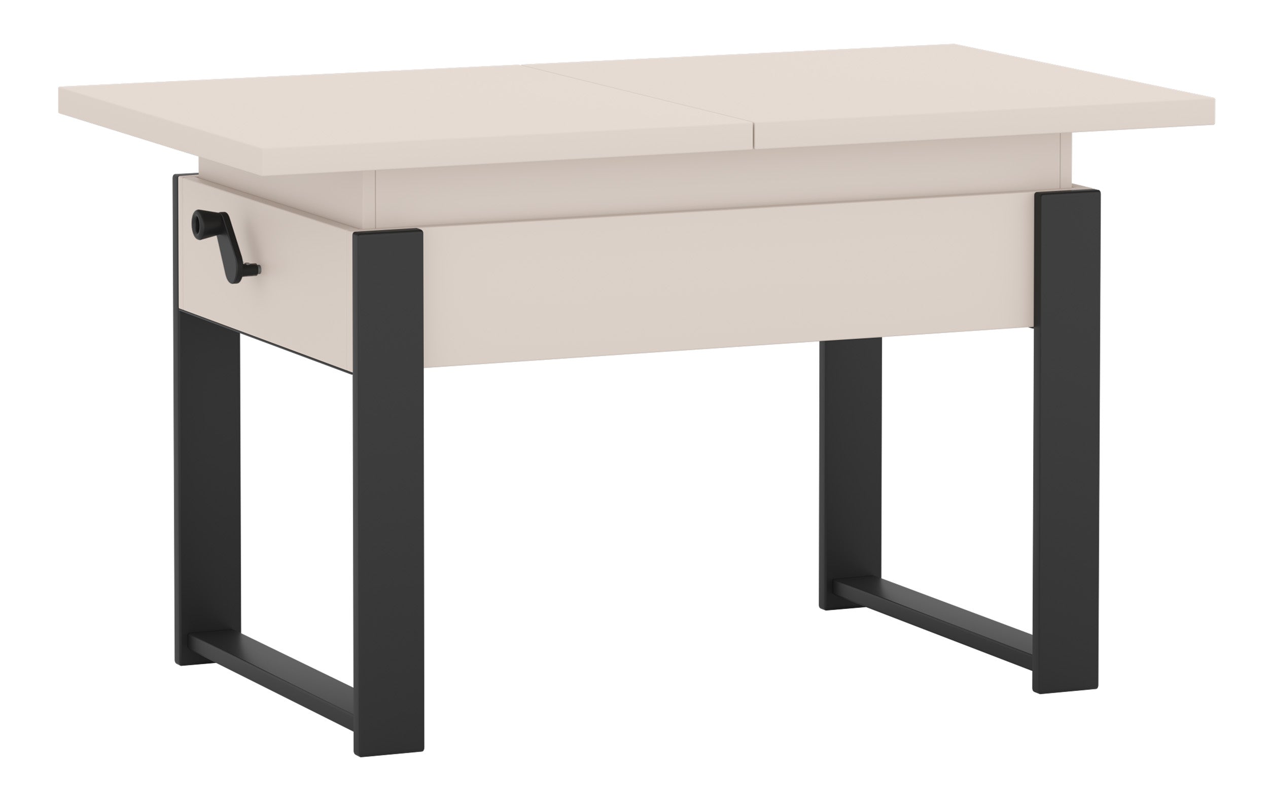 Ausziehbarer Couchtisch Hugo 120(157)x67 cm Kaschmir mit schwarzen Beinen