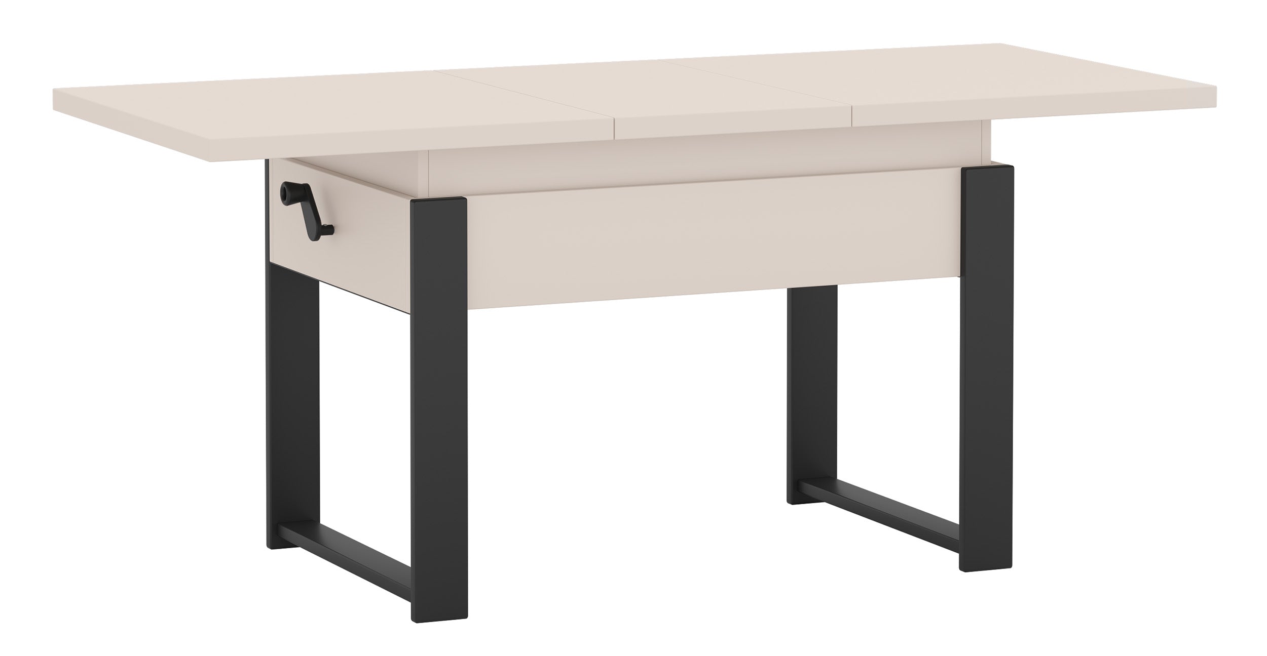 Ausziehbarer Couchtisch Hugo 120(157)x67 cm Kaschmir mit schwarzen Beinen