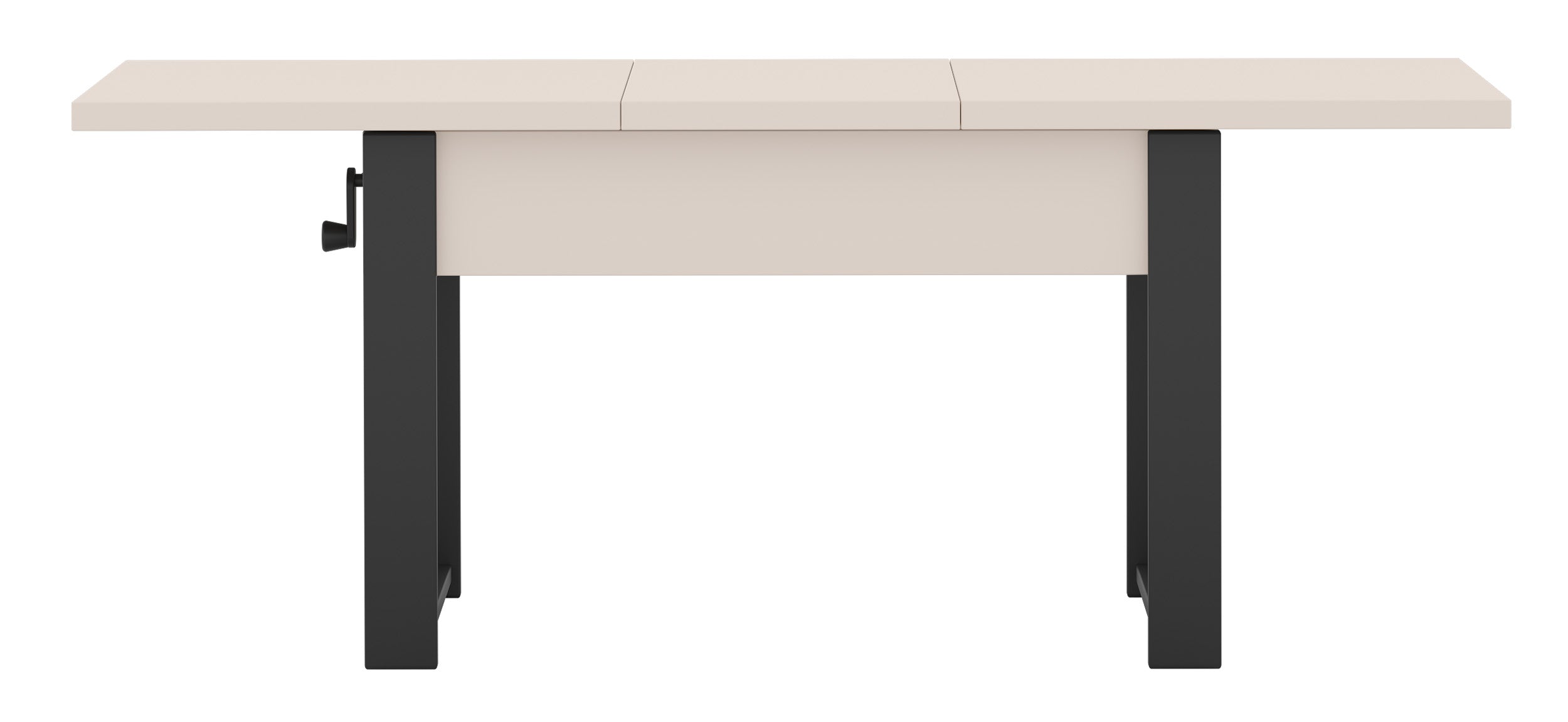 Ausziehbarer Couchtisch Hugo 120(157)x67 cm Kaschmir mit schwarzen Beinen