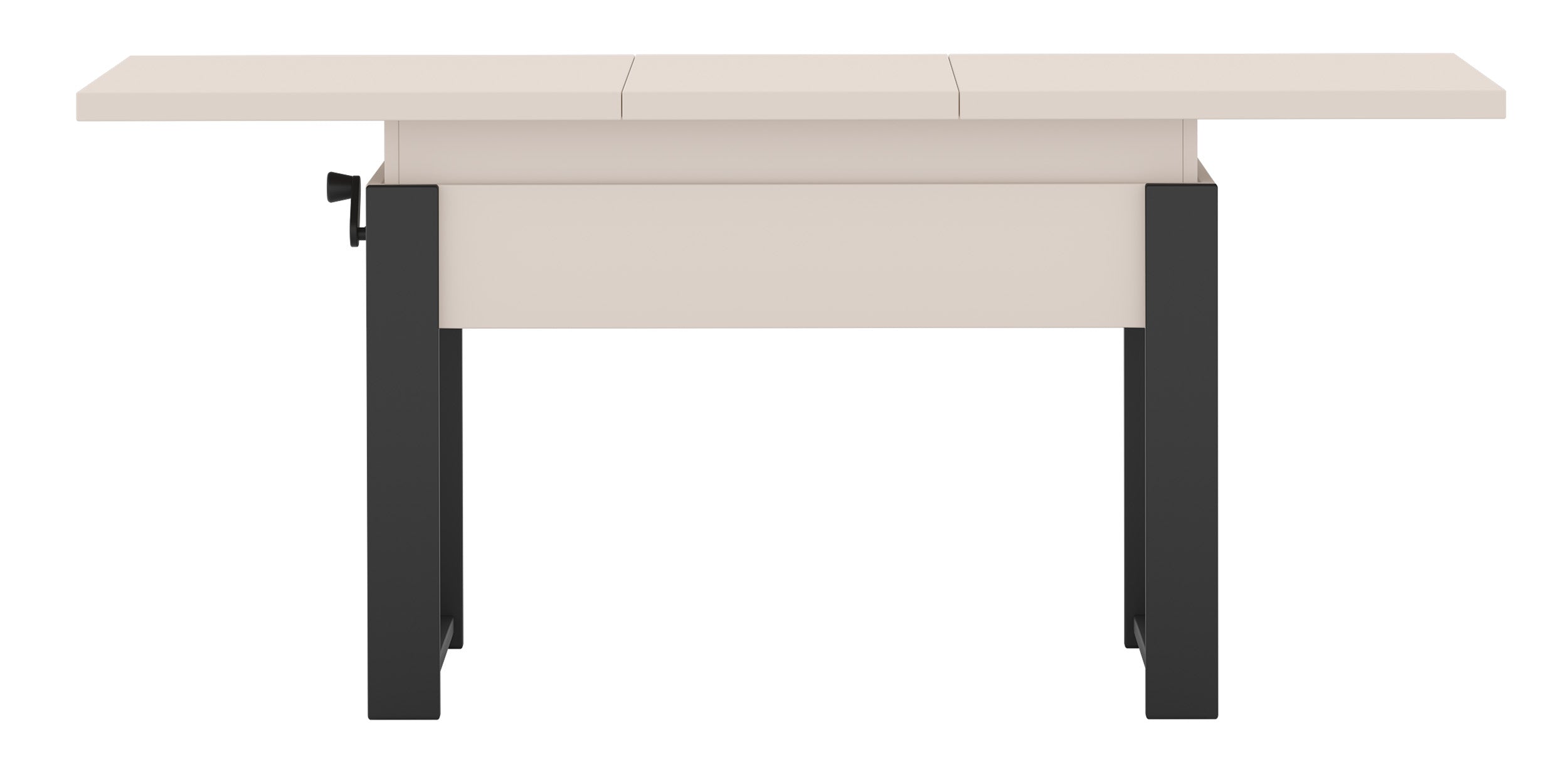 Ausziehbarer Couchtisch Hugo 120(157)x67 cm Kaschmir mit schwarzen Beinen