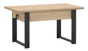 Ausziehbarer Couchtisch Hugo 120(157)x67 cm Sonoma-Eiche mit schwarzen Beinen