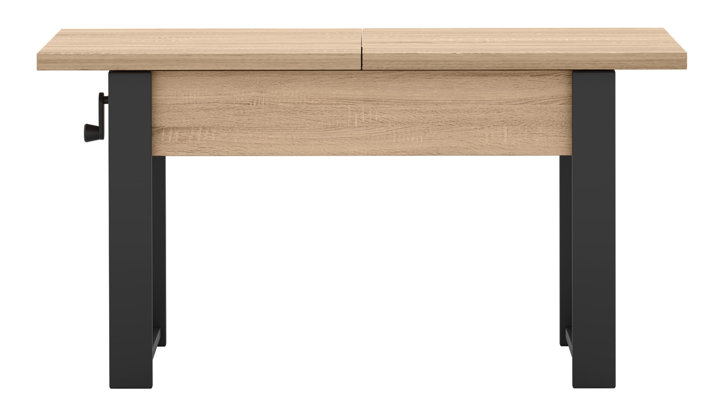 Ausziehbarer Couchtisch Hugo 120(157)x67 cm Sonoma-Eiche mit schwarzen Beinen