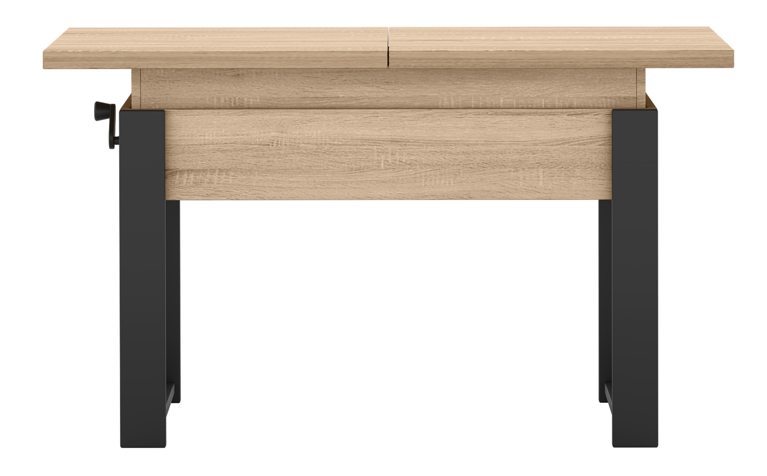 Ausziehbarer Couchtisch Hugo 120(157)x67 cm Sonoma-Eiche mit schwarzen Beinen