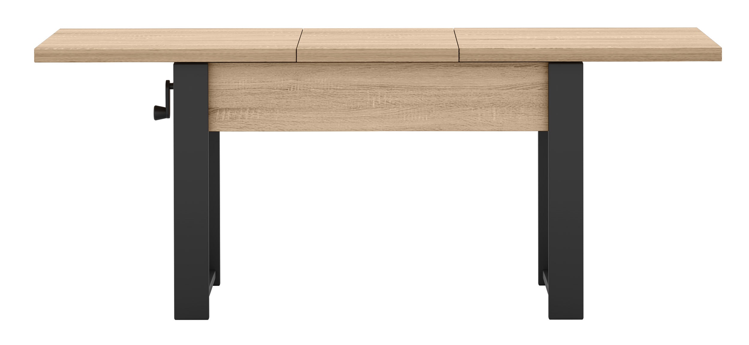 Ausziehbarer Couchtisch Hugo 120(157)x67 cm Sonoma-Eiche mit schwarzen Beinen