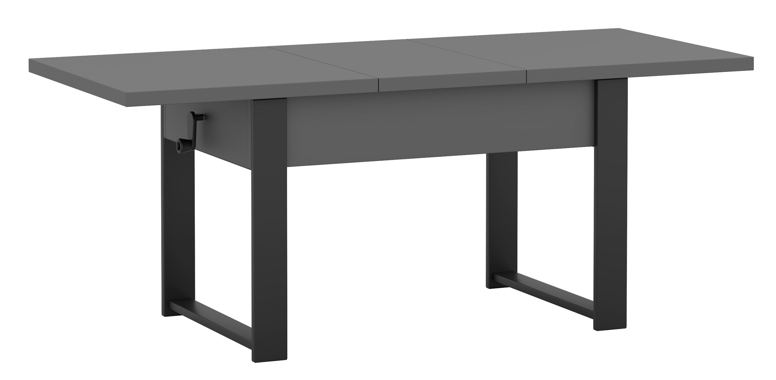 Ausziehbarer Couchtisch Hugo 120(157)x67 cm grau diamantmuster mit schwarzen Beinen