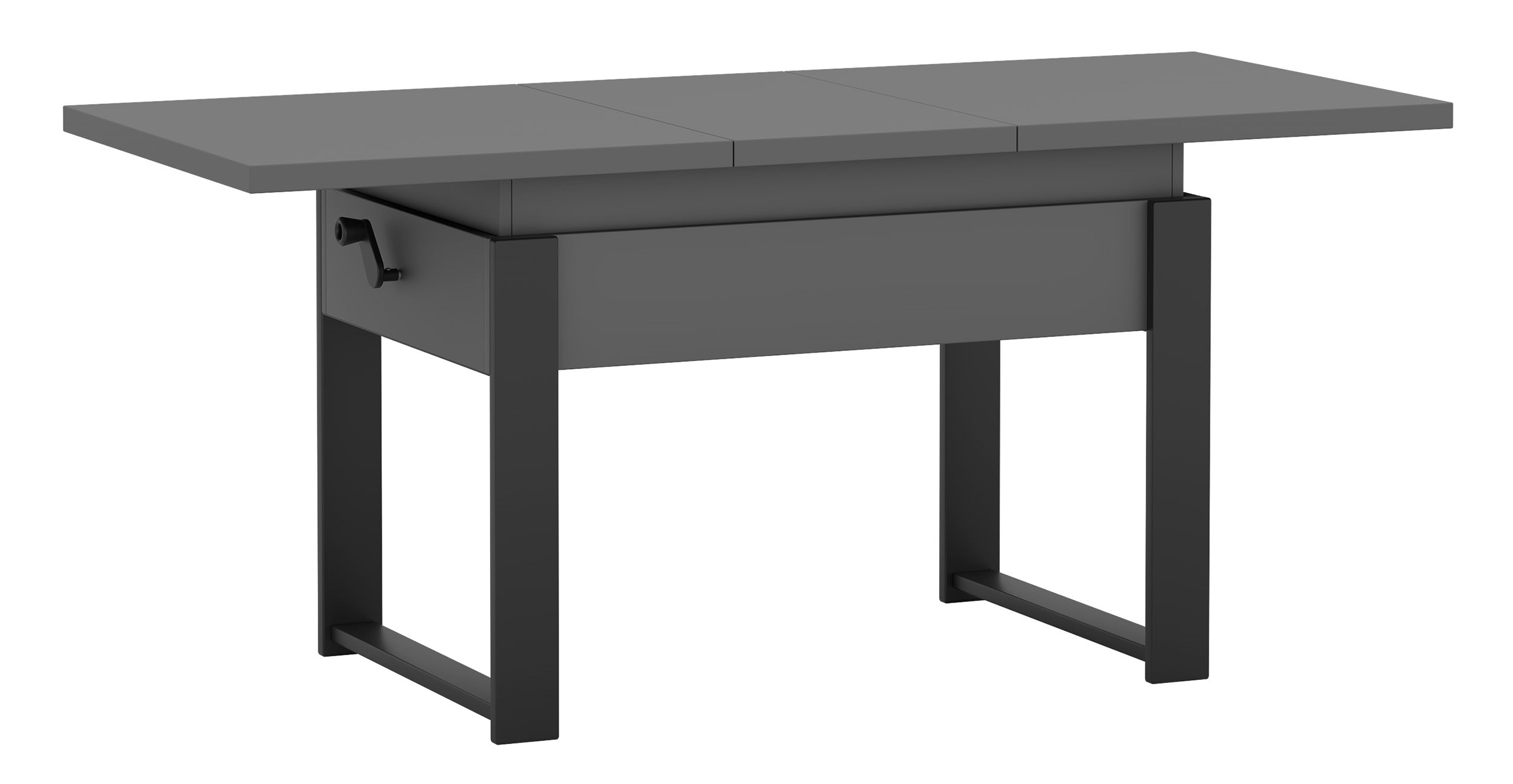 Ausziehbarer Couchtisch Hugo 120(157)x67 cm grau diamantmuster mit schwarzen Beinen