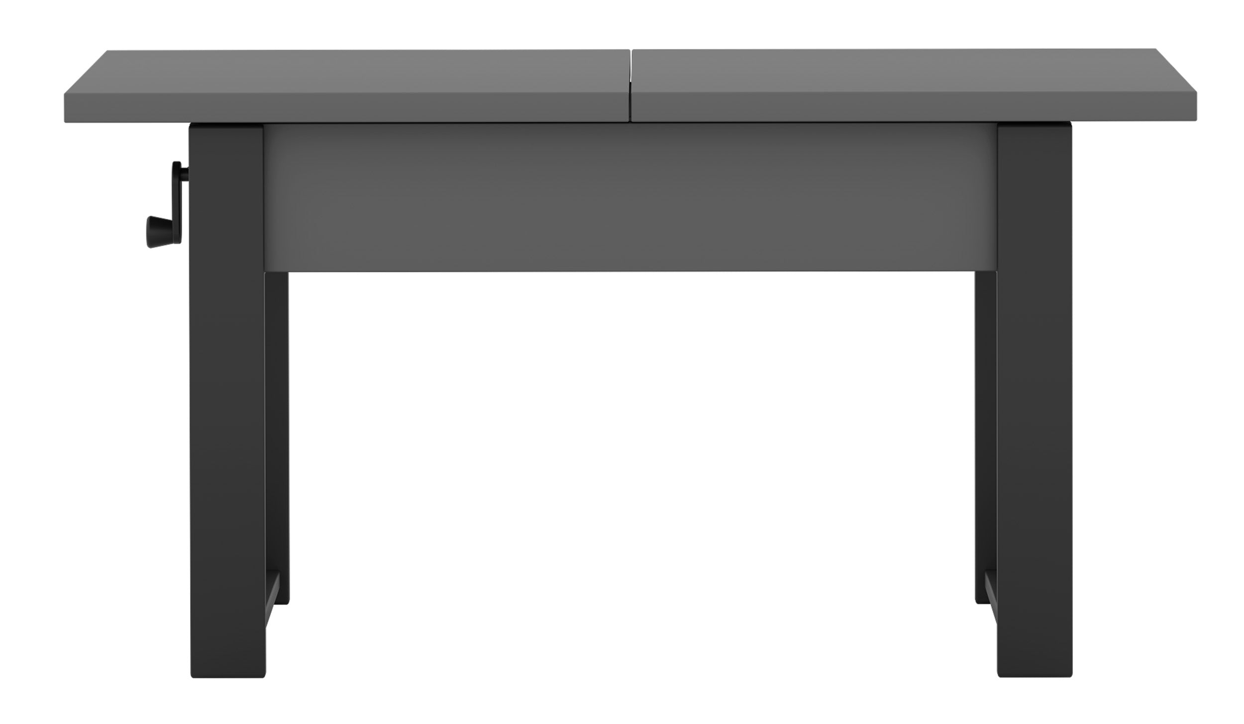 Ausziehbarer Couchtisch Hugo 120(157)x67 cm grau diamantmuster mit schwarzen Beinen