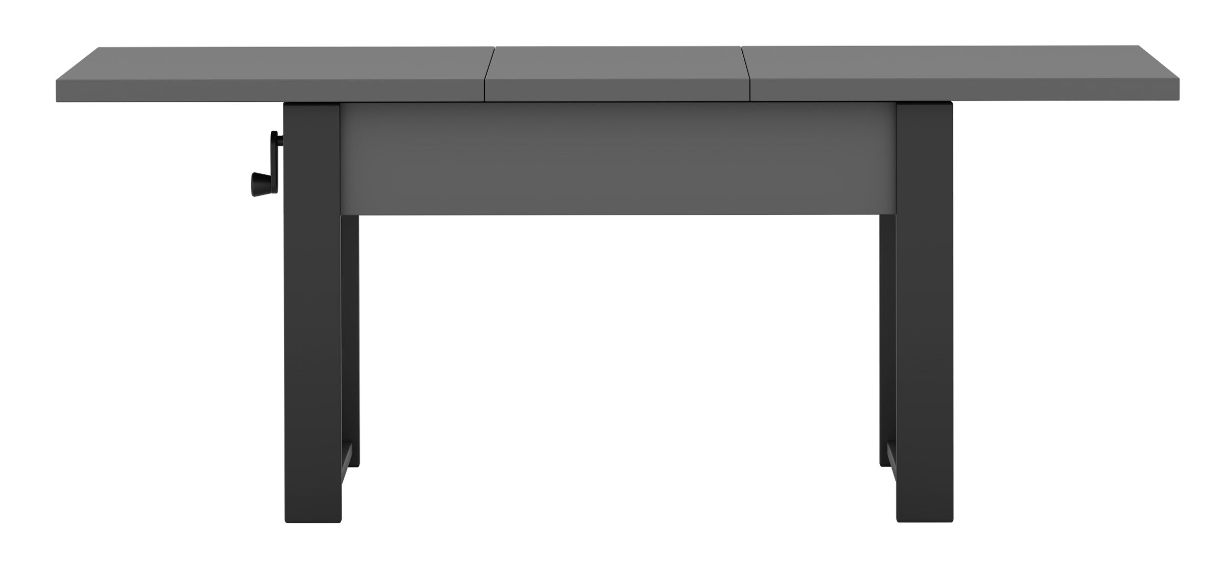 Ausziehbarer Couchtisch Hugo 120(157)x67 cm grau diamantmuster mit schwarzen Beinen
