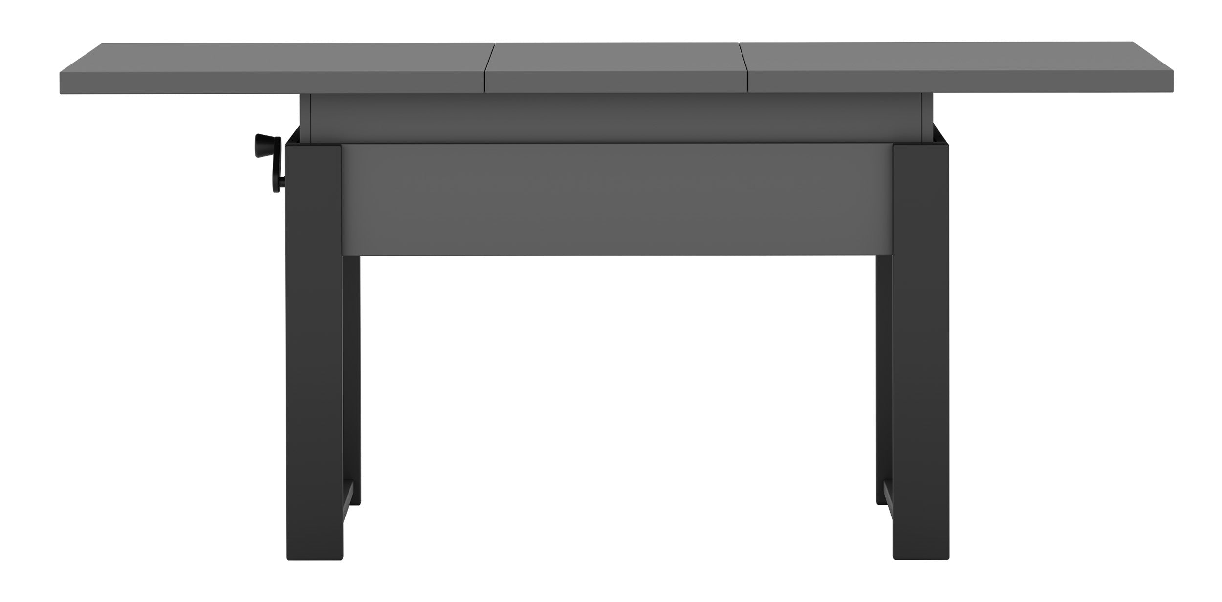 Ausziehbarer Couchtisch Hugo 120(157)x67 cm grau diamantmuster mit schwarzen Beinen
