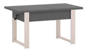 Ausziehbarer Couchtisch Hugo 120(157)x67 cm, grau mit Diamantmuster und Kaschmirbeinen