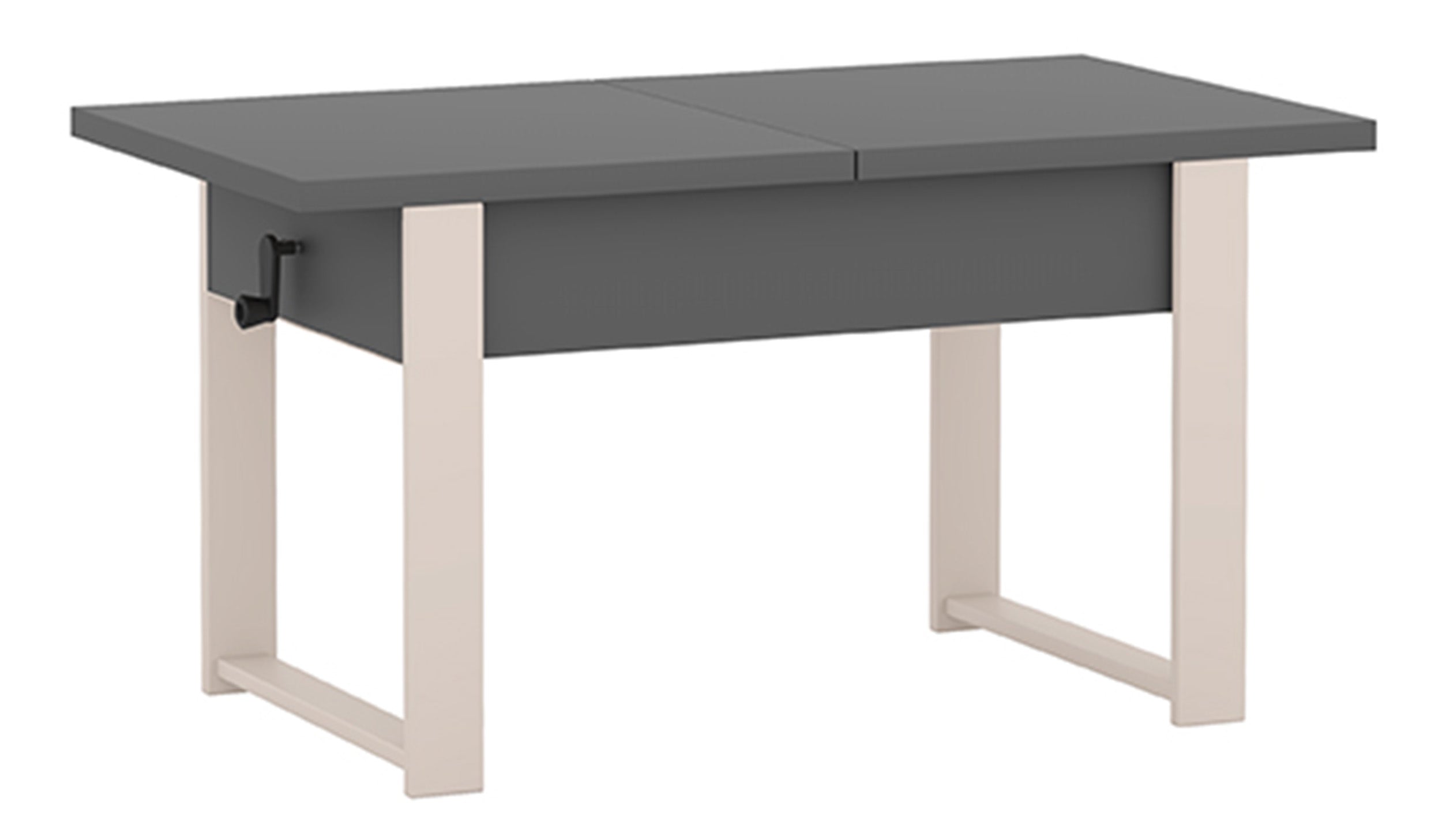 Ausziehbarer Couchtisch Hugo 120(157)x67 cm, grau mit Diamantmuster und Kaschmirbeinen
