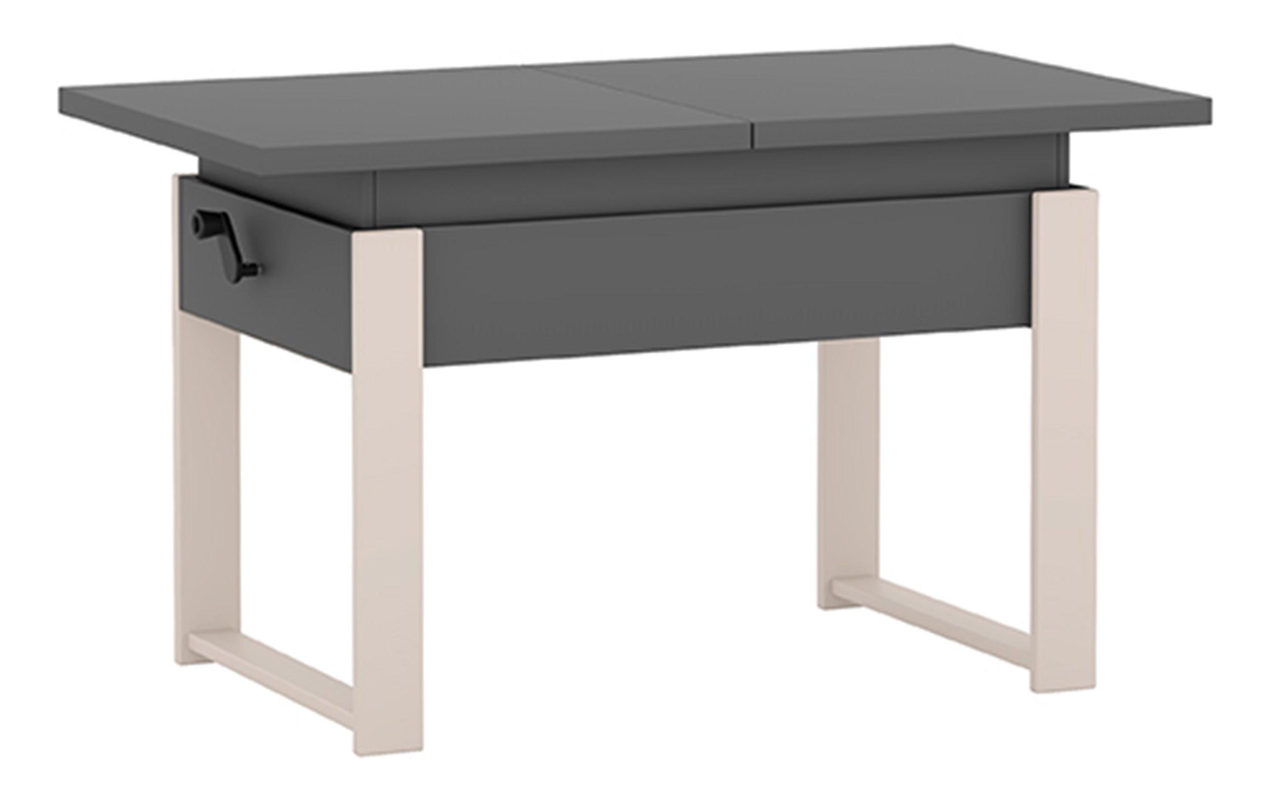 Ausziehbarer Couchtisch Hugo 120(157)x67 cm, grau mit Diamantmuster und Kaschmirbeinen