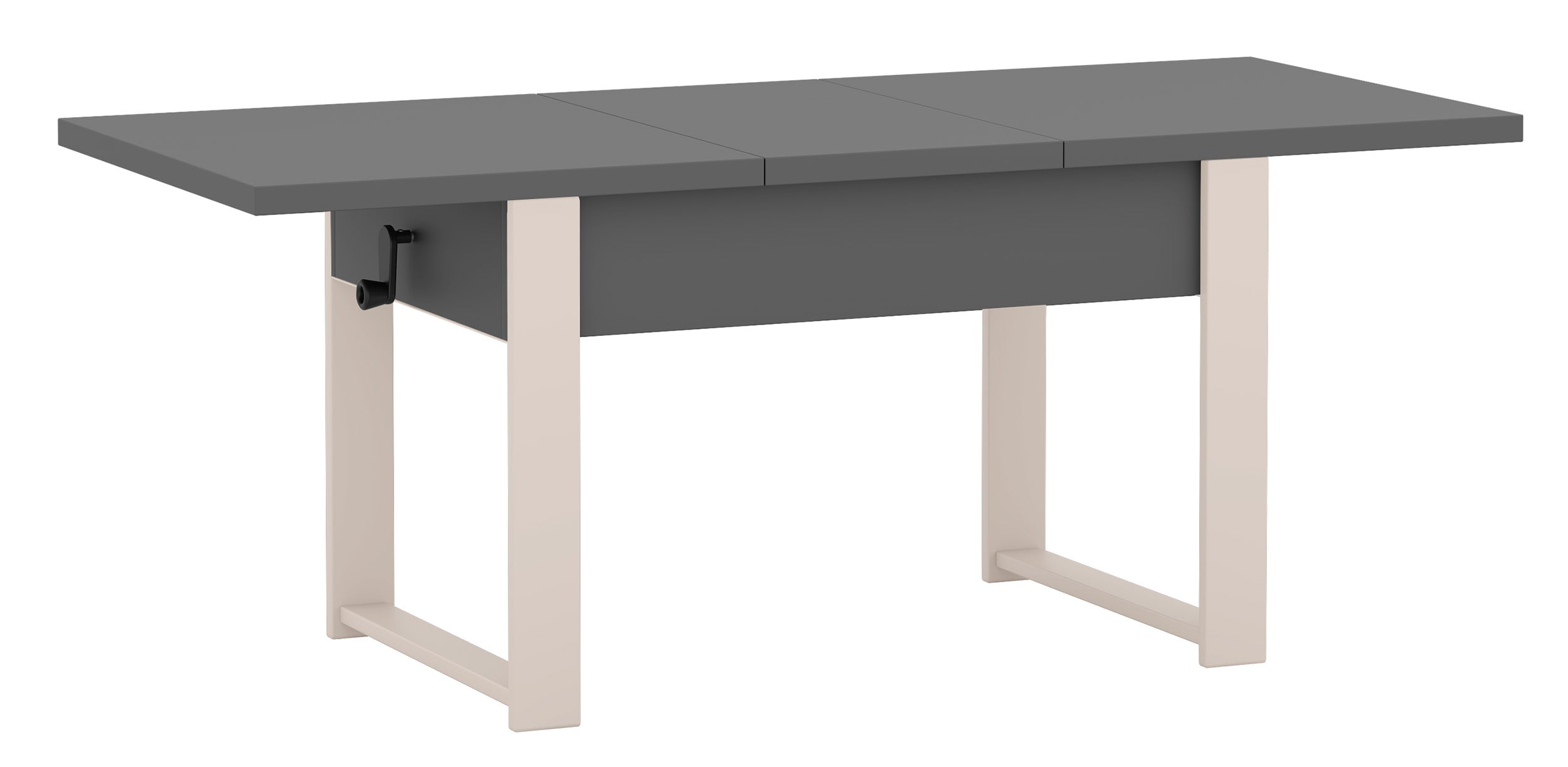Ausziehbarer Couchtisch Hugo 120(157)x67 cm, grau mit Diamantmuster und Kaschmirbeinen