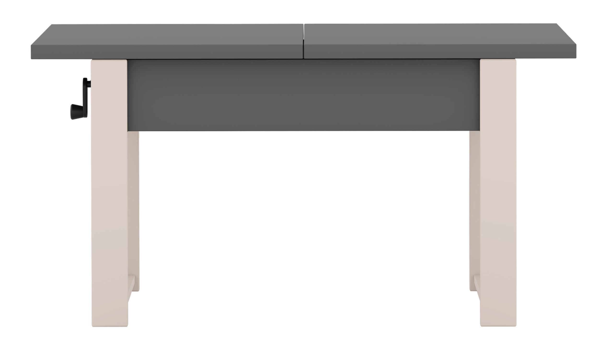 Ausziehbarer Couchtisch Hugo 120(157)x67 cm, grau mit Diamantmuster und Kaschmirbeinen