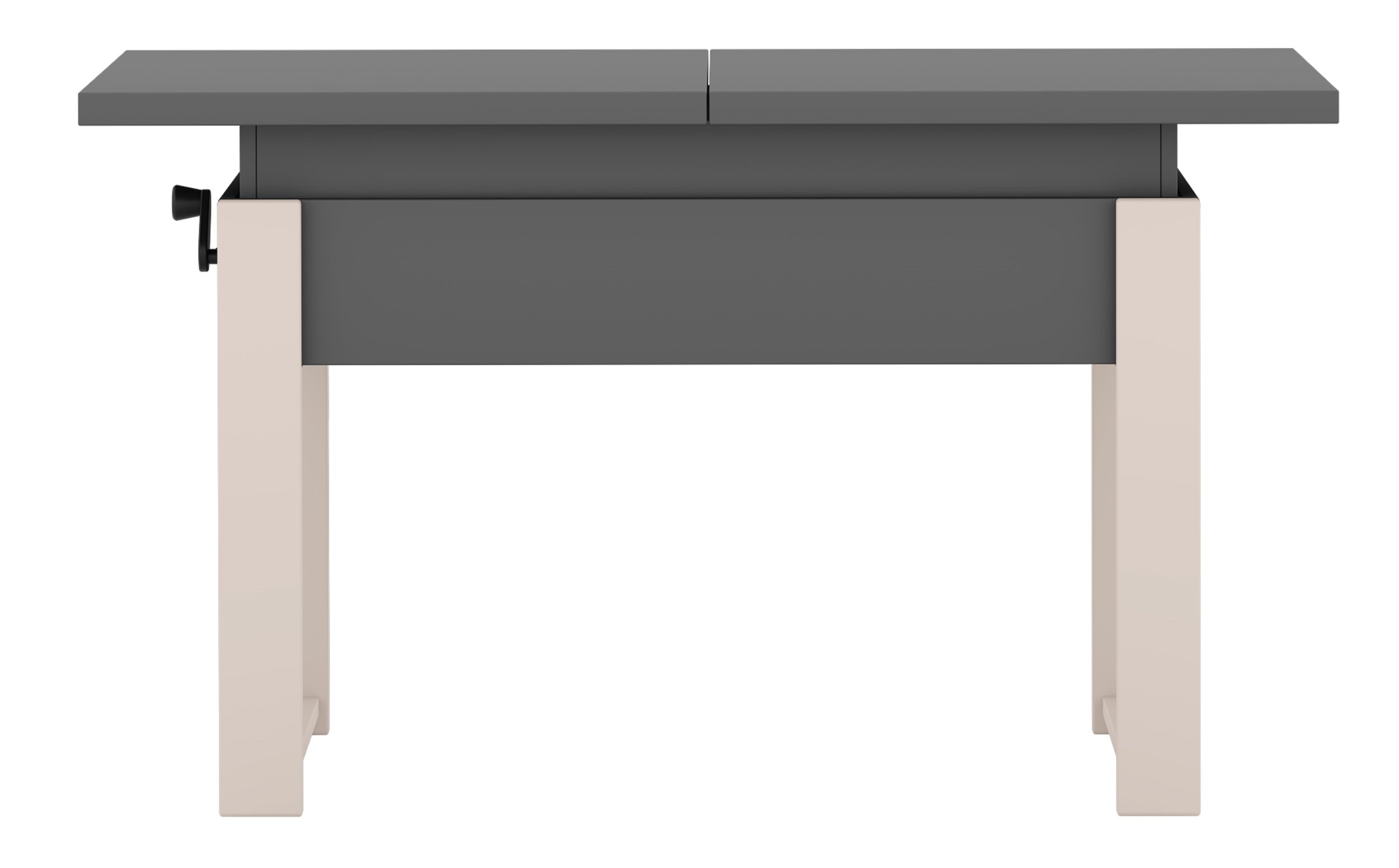 Ausziehbarer Couchtisch Hugo 120(157)x67 cm, grau mit Diamantmuster und Kaschmirbeinen