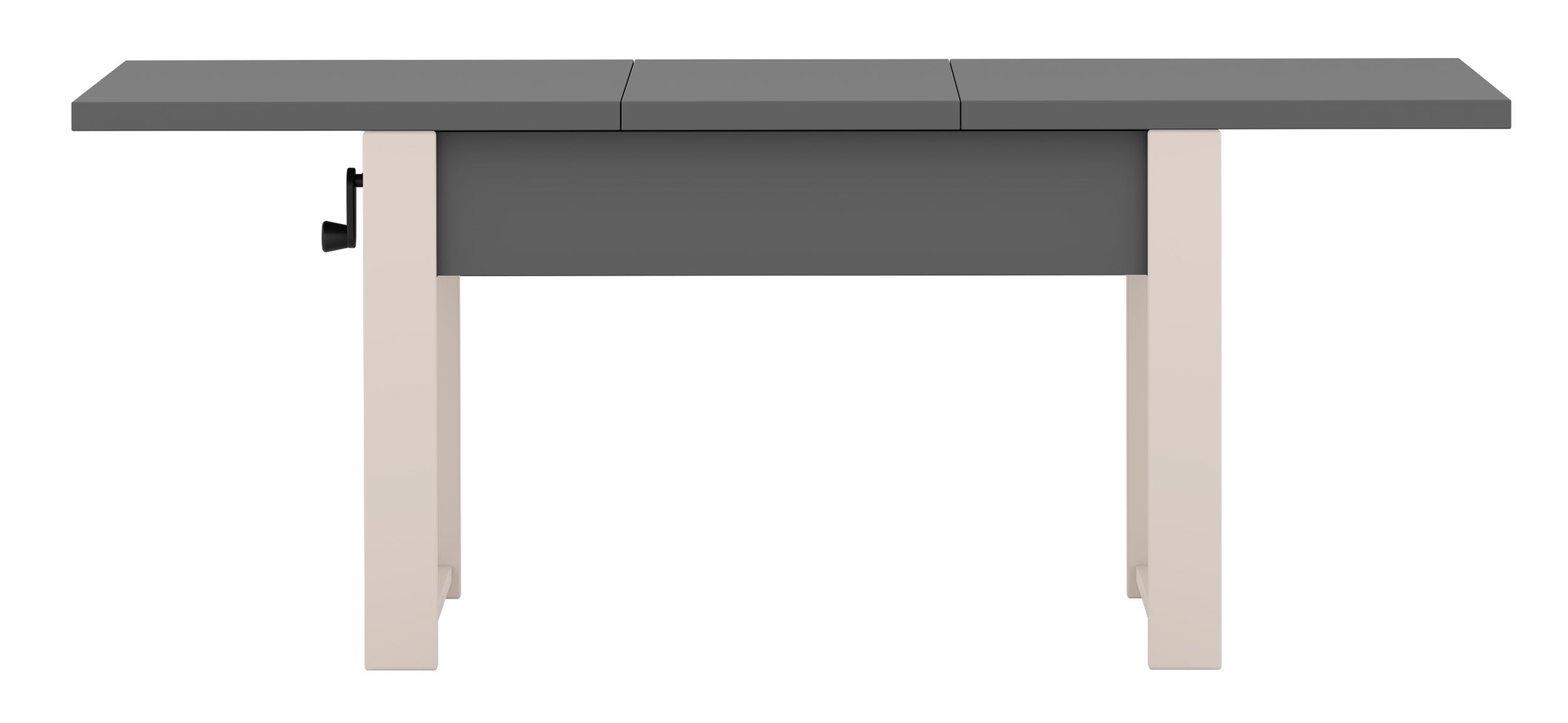 Ausziehbarer Couchtisch Hugo 120(157)x67 cm, grau mit Diamantmuster und Kaschmirbeinen