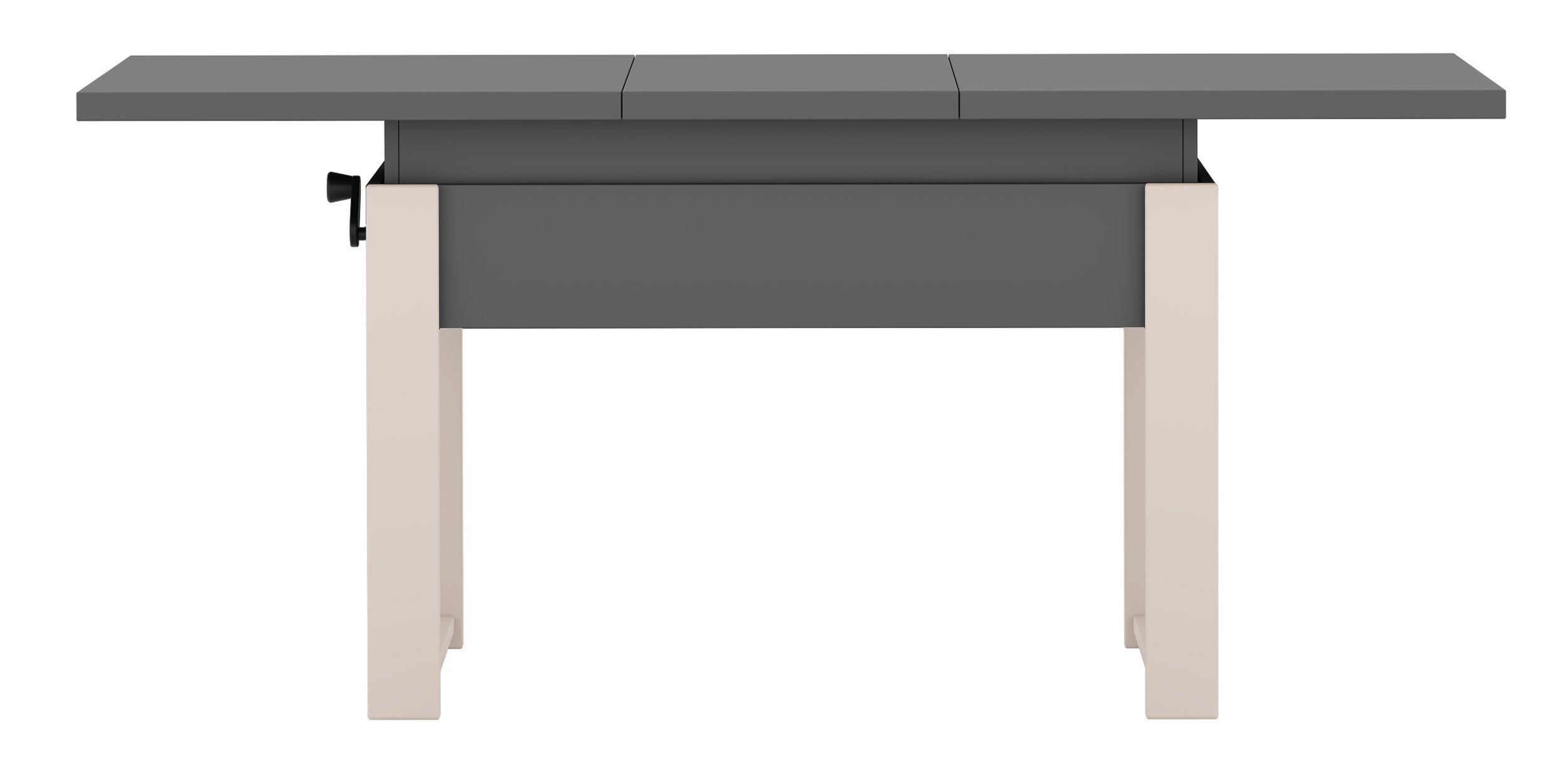 Ausziehbarer Couchtisch Hugo 120(157)x67 cm, grau mit Diamantmuster und Kaschmirbeinen