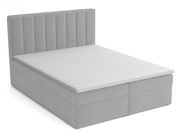Kontinentalbett 140x200 cm Rinus mit Stauraum und Topper, hellgrauer Samt