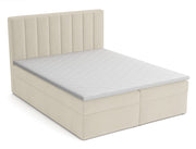 Kontinentalbett 160x200 cm Rinus mit Stauraum und Topper, cremefarbener Samt