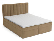 Kontinentalbett 160x200 cm Rinus mit Stauraum und Topper, beige Samt