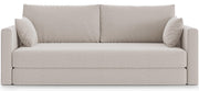 Dreisitziges Schlafsofa Avolia in hellem Beige mit Flechtmuster