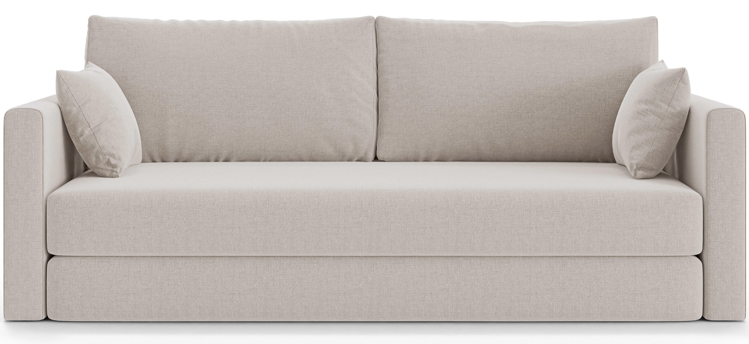 Dreisitziges Schlafsofa Avolia in hellem Beige mit Flechtmuster