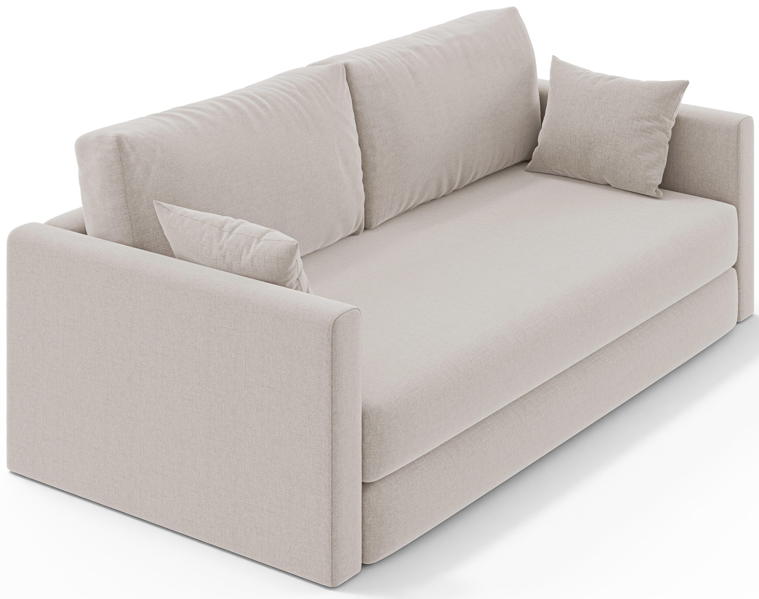 Dreisitziges Schlafsofa Avolia in hellem Beige mit Flechtmuster