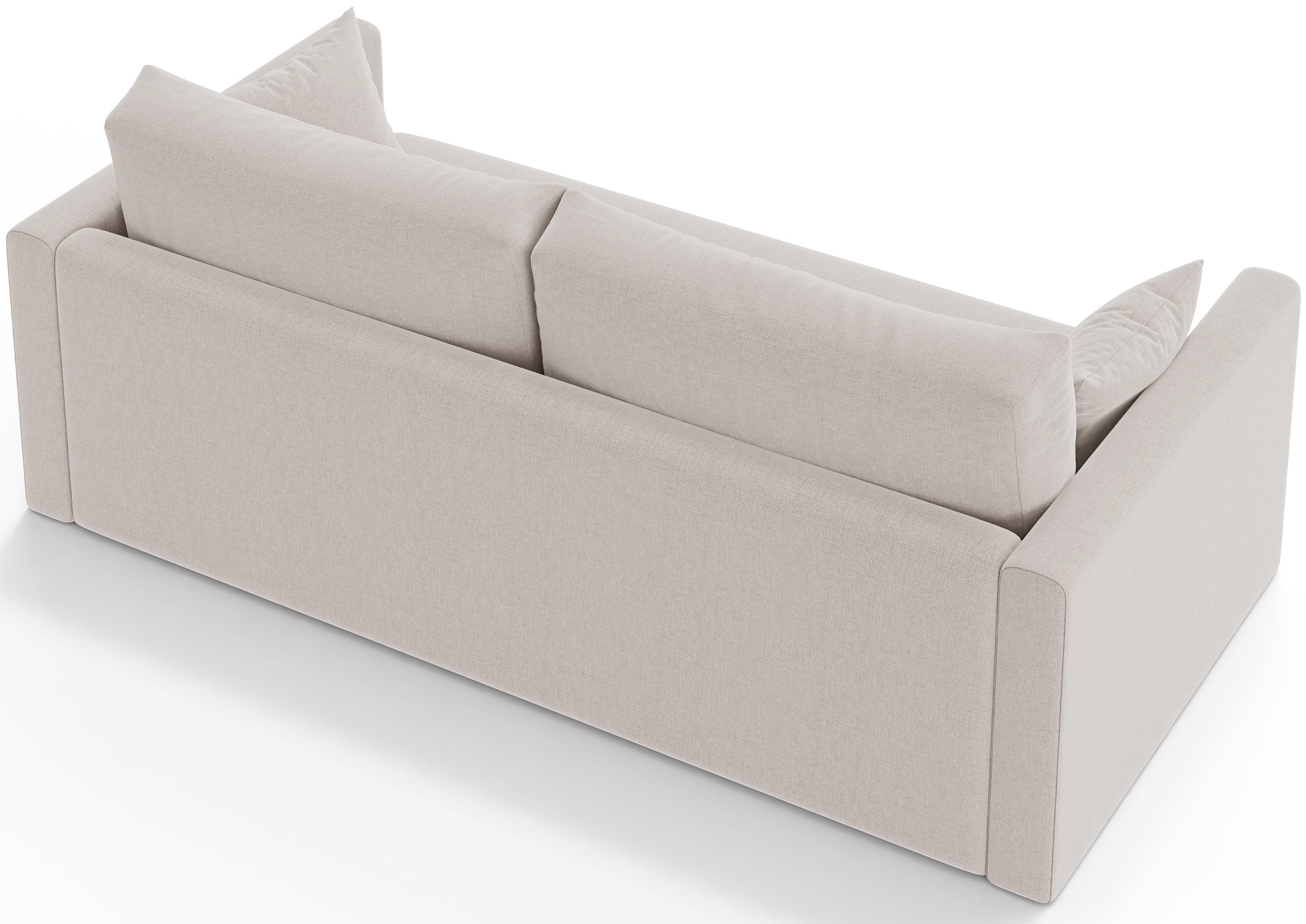 Dreisitziges Schlafsofa Avolia in hellem Beige mit Flechtmuster