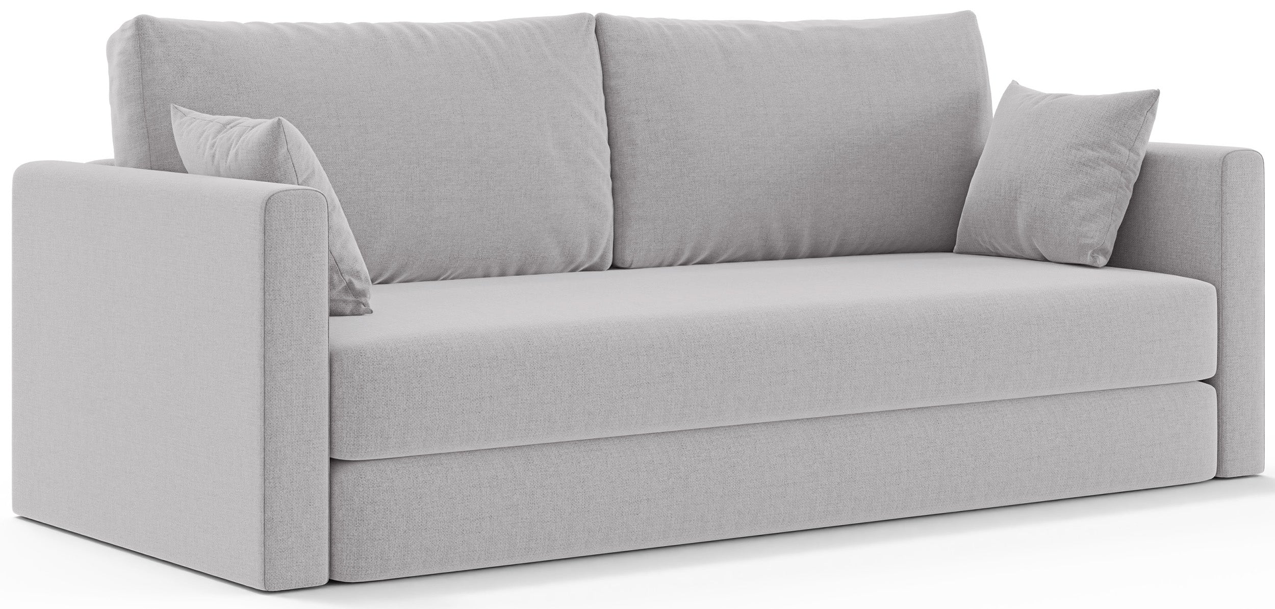 Dreisitze ausklappbares Sofa Avolia hellgrauer Flechtstoff