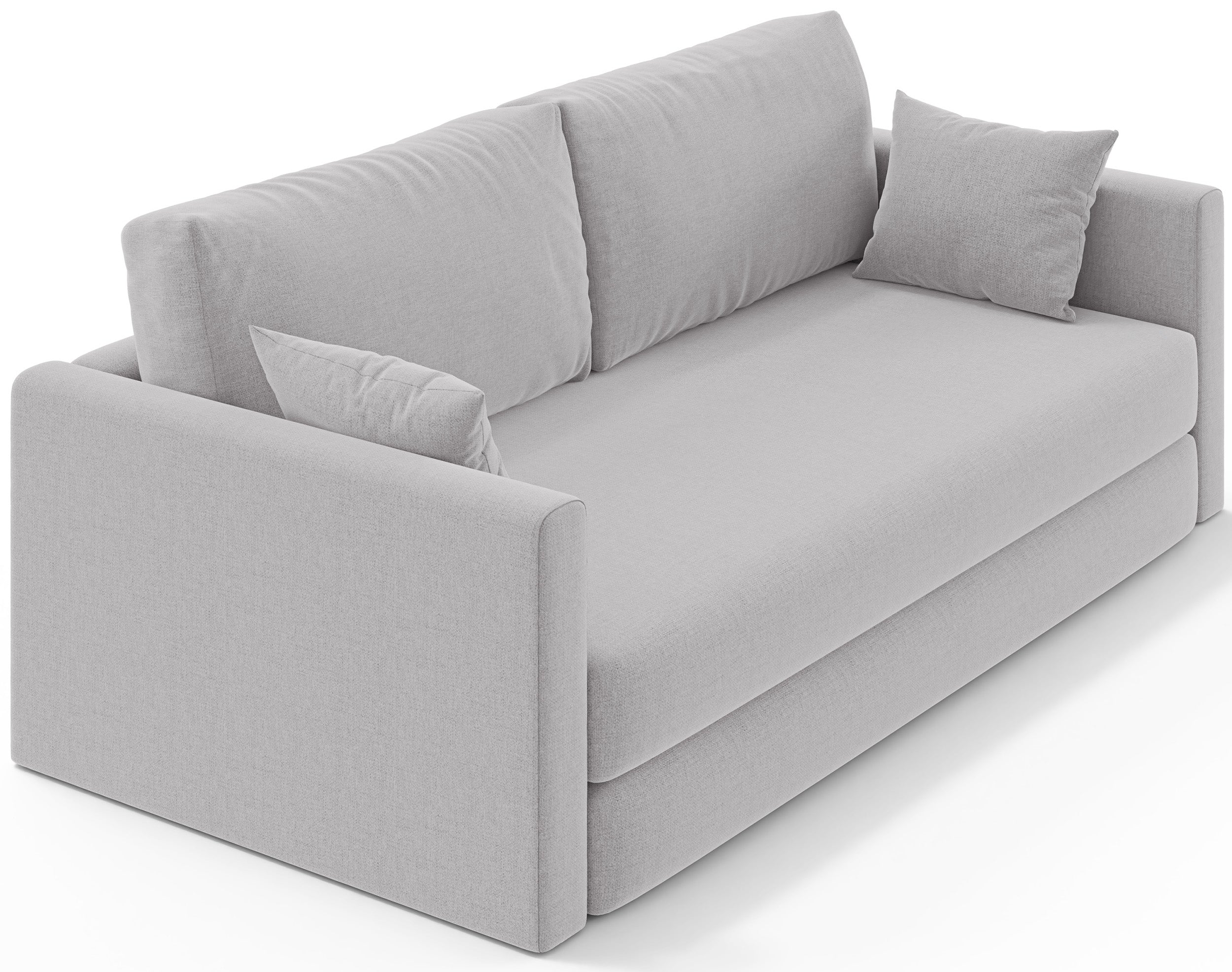 Dreisitze ausklappbares Sofa Avolia hellgrauer Flechtstoff