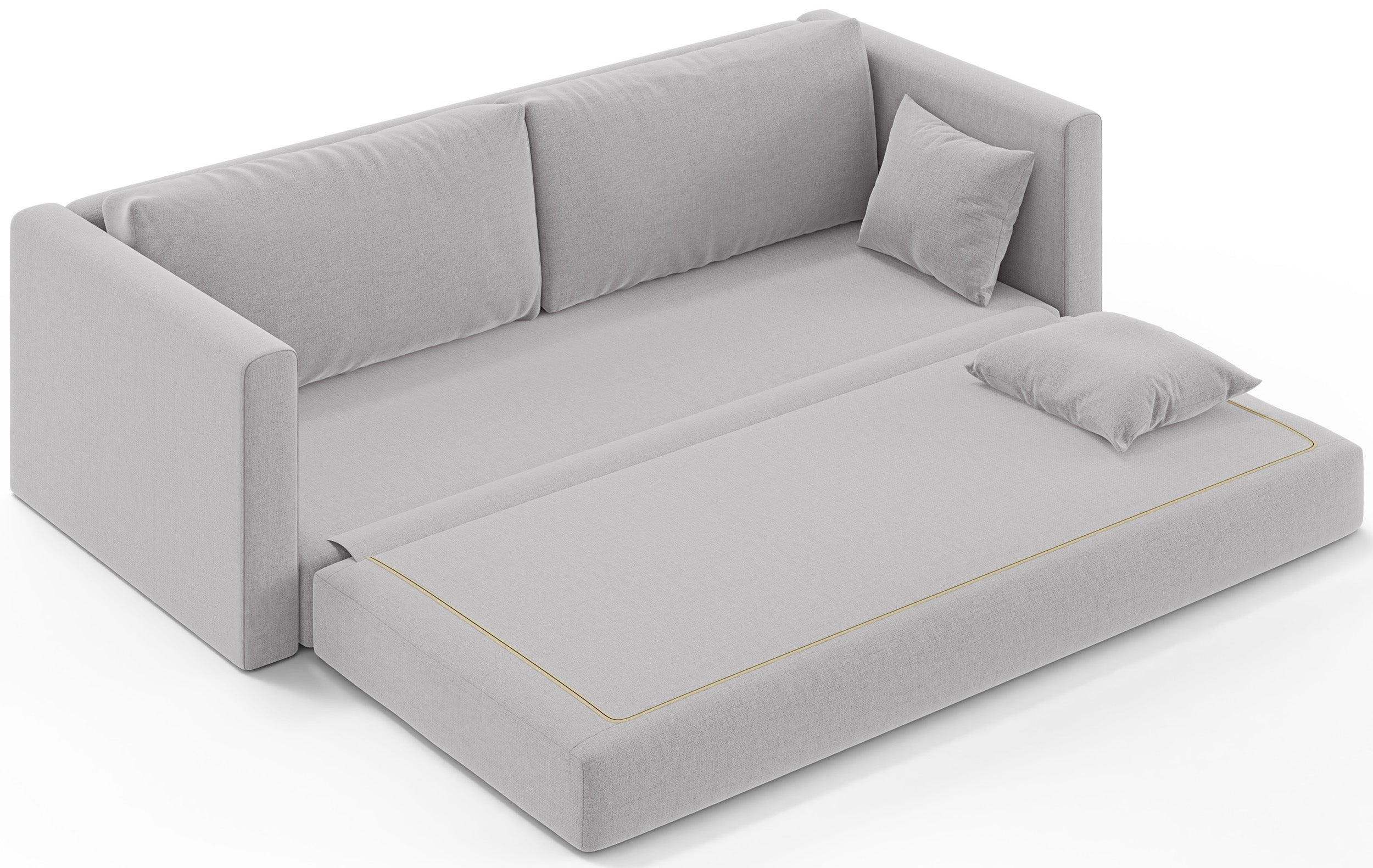 Dreisitze ausklappbares Sofa Avolia hellgrauer Flechtstoff