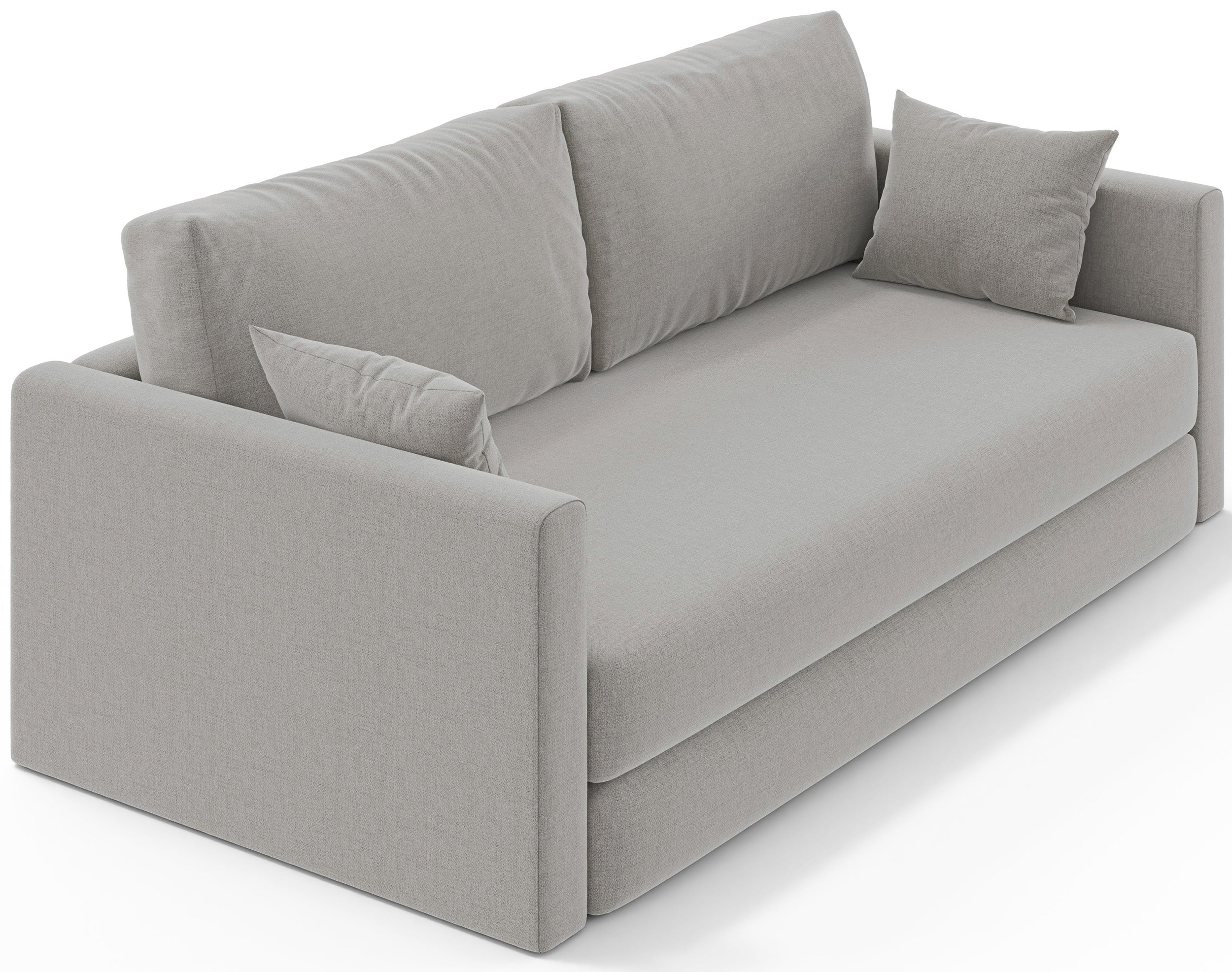 Dreisitziges Schlafsofa Avolia in grau-beigem Flechtmuster