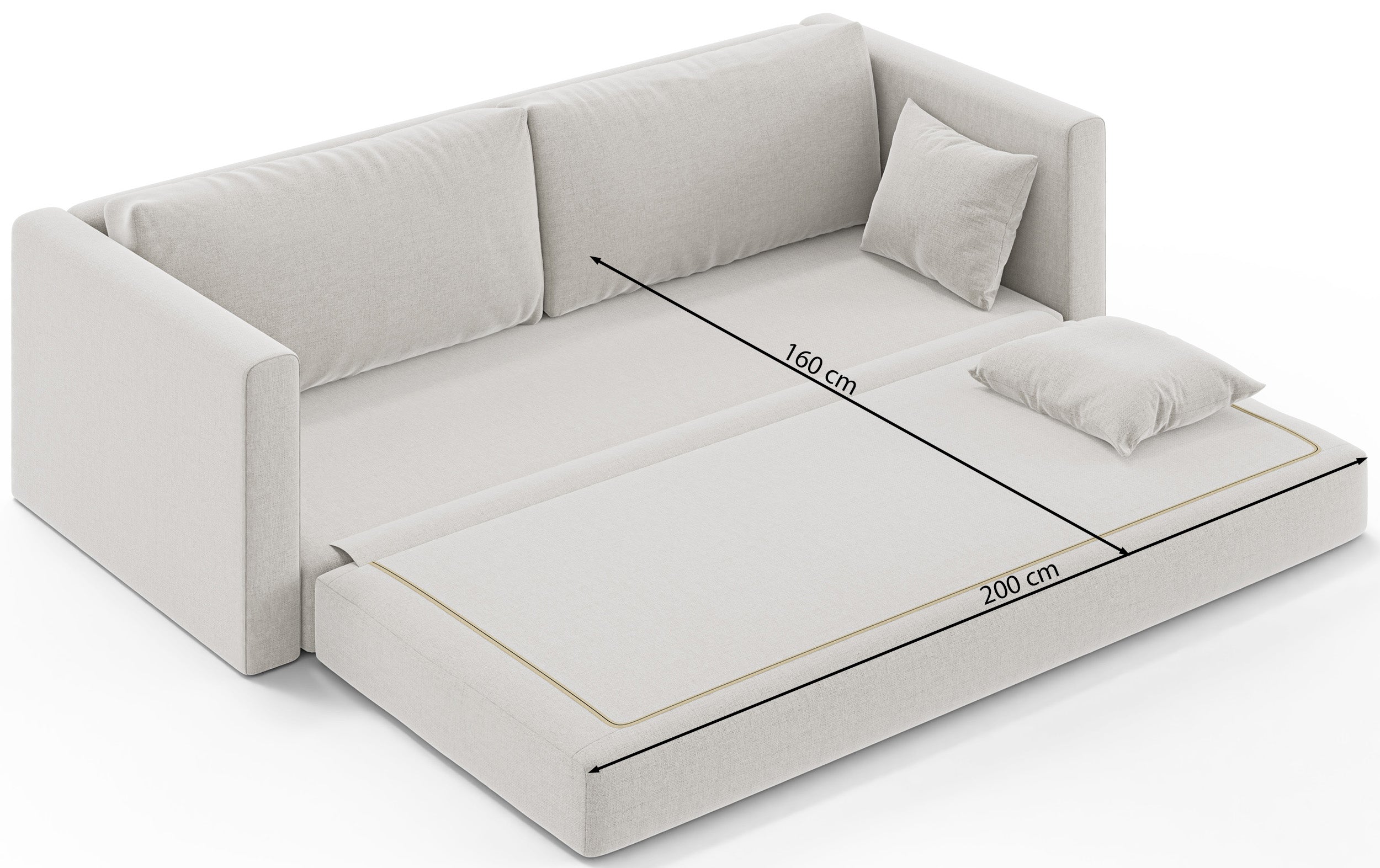 Dreisitziges ausklappbares Sofa Avolia, beige, Geflecht