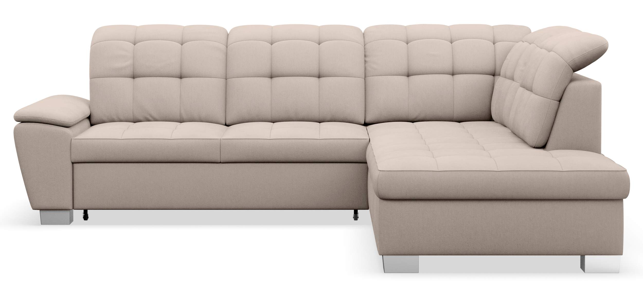 Ecksofa mit Schlaffunktion Jamaal, L-förmig, rechtsseitig, mit Stauraum, beige Flechtmuster